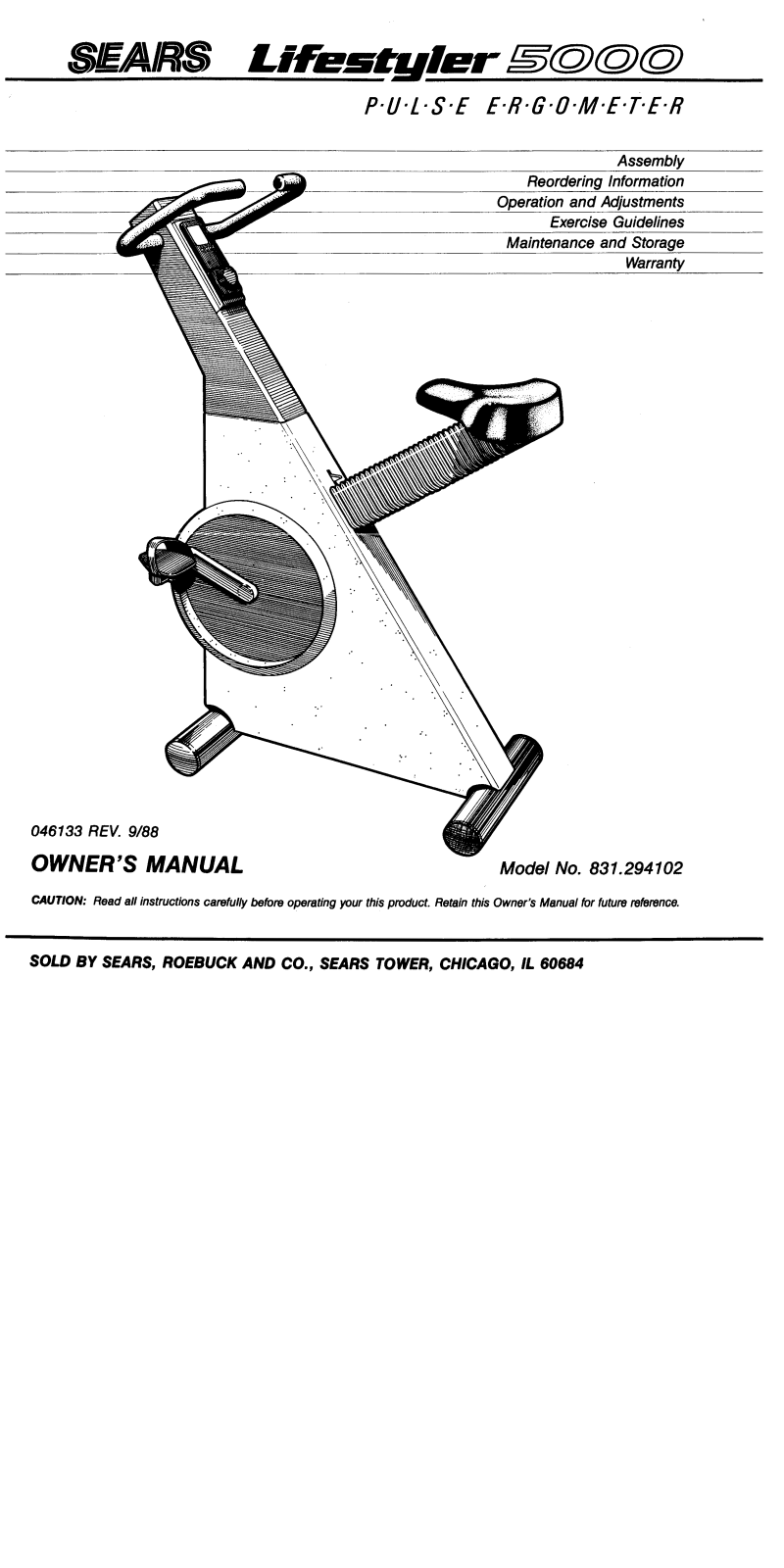 Lifestyler 831.294102 Owner's Manual