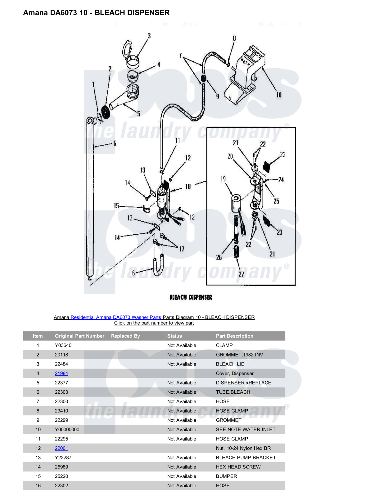 Amana DA6073 Parts Diagram