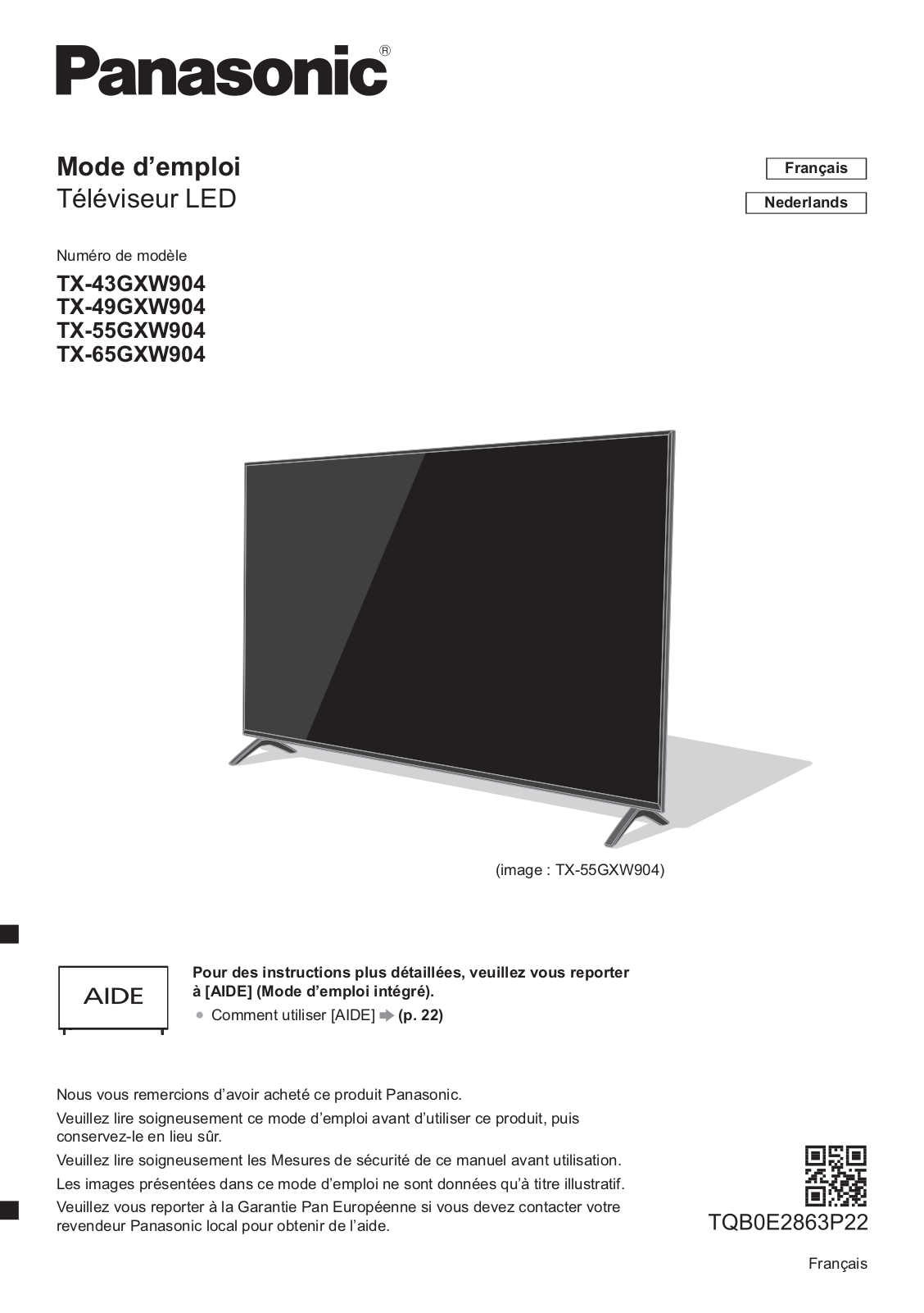 Panasonic TX-55GXW904 User manual