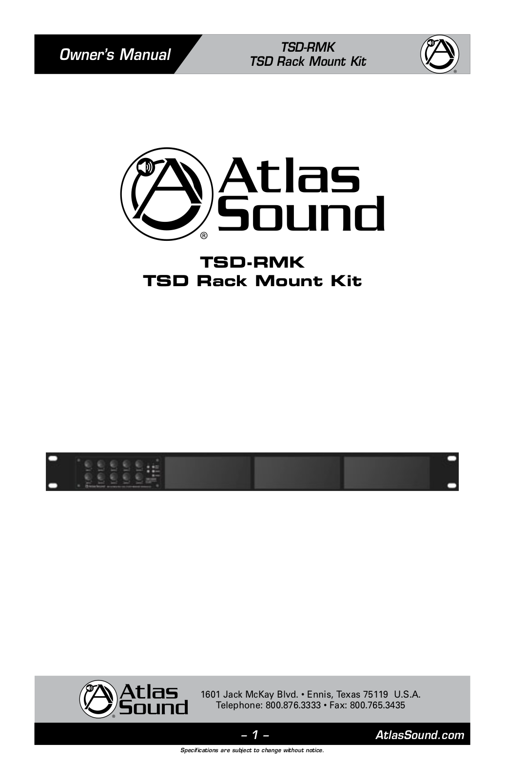 Atlas IED TSD-RMK Users Manual