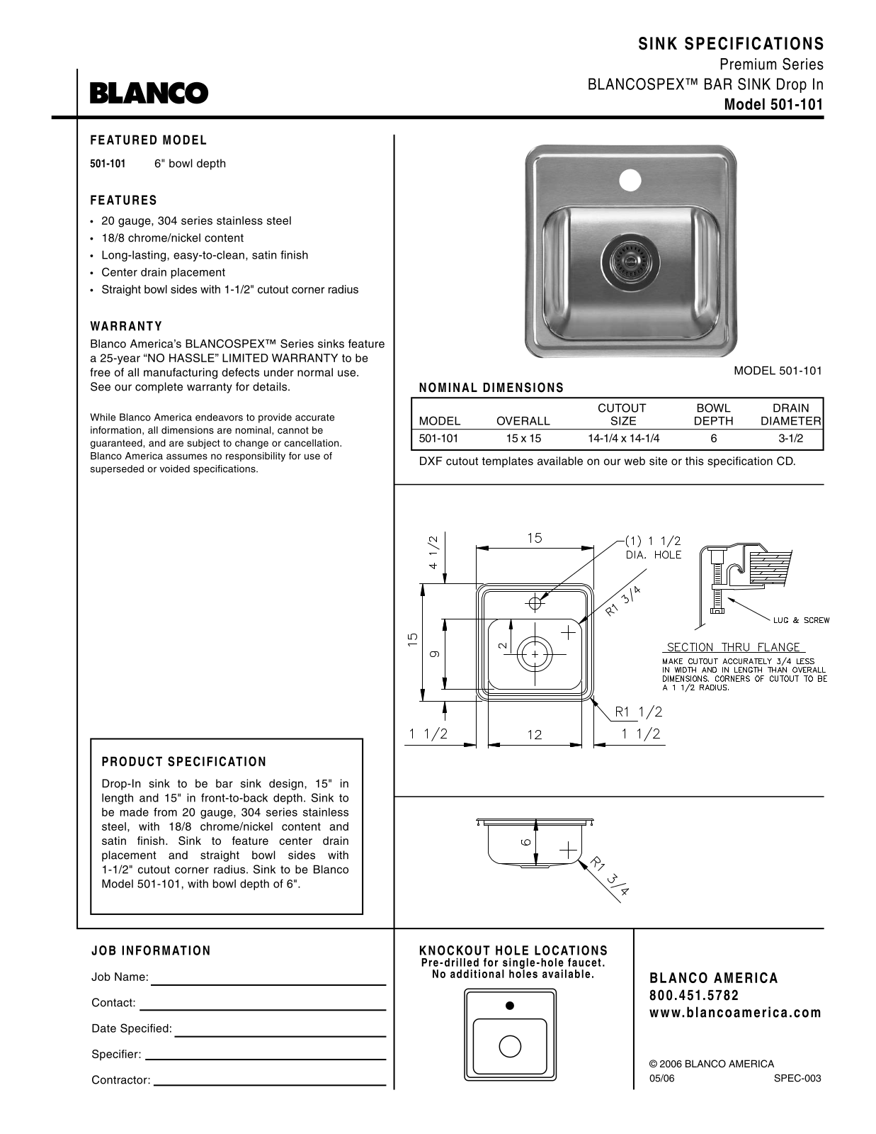 Blanco 501-101 User Manual