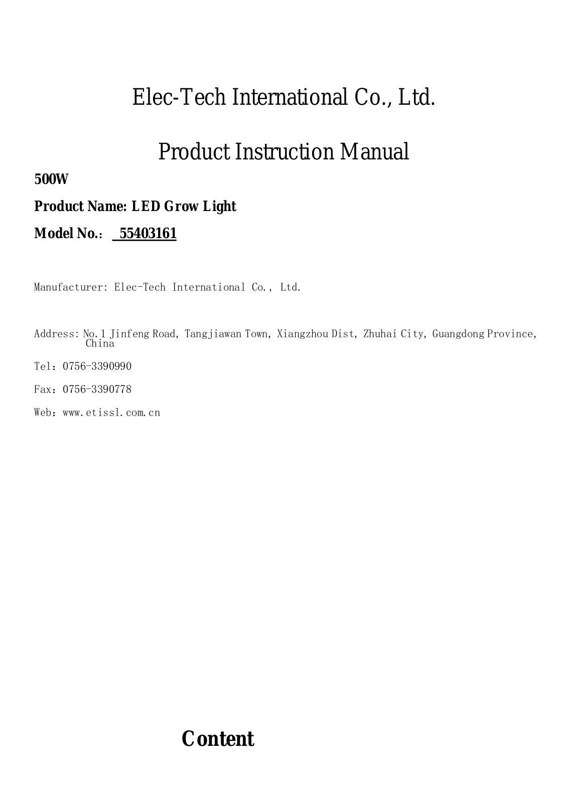 ETI Solid State Lighting 5540312018 User Manual