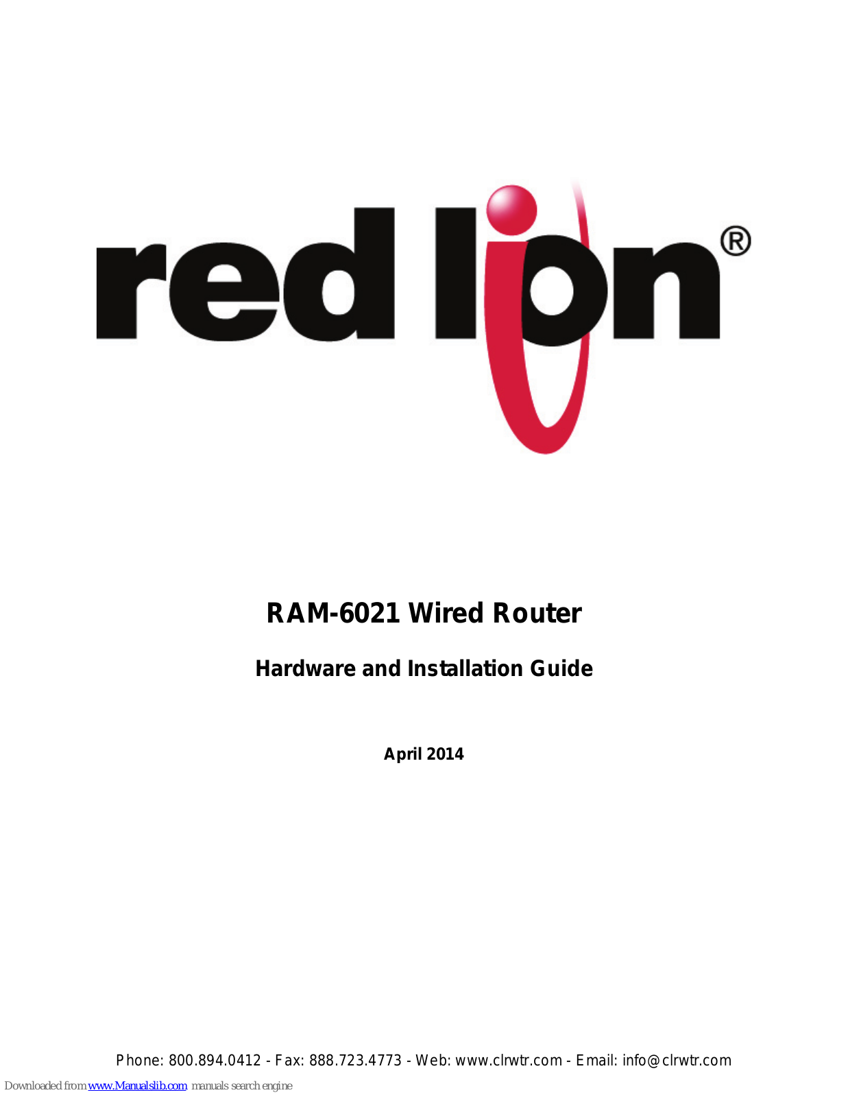 red lion RAM-6021 Hardware And Installation Manual