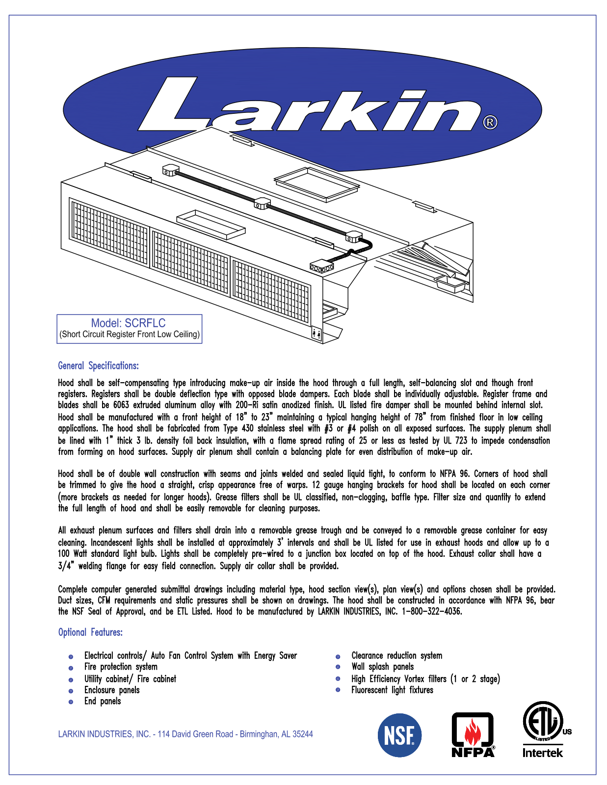 Larkin SCRFLC User Manual