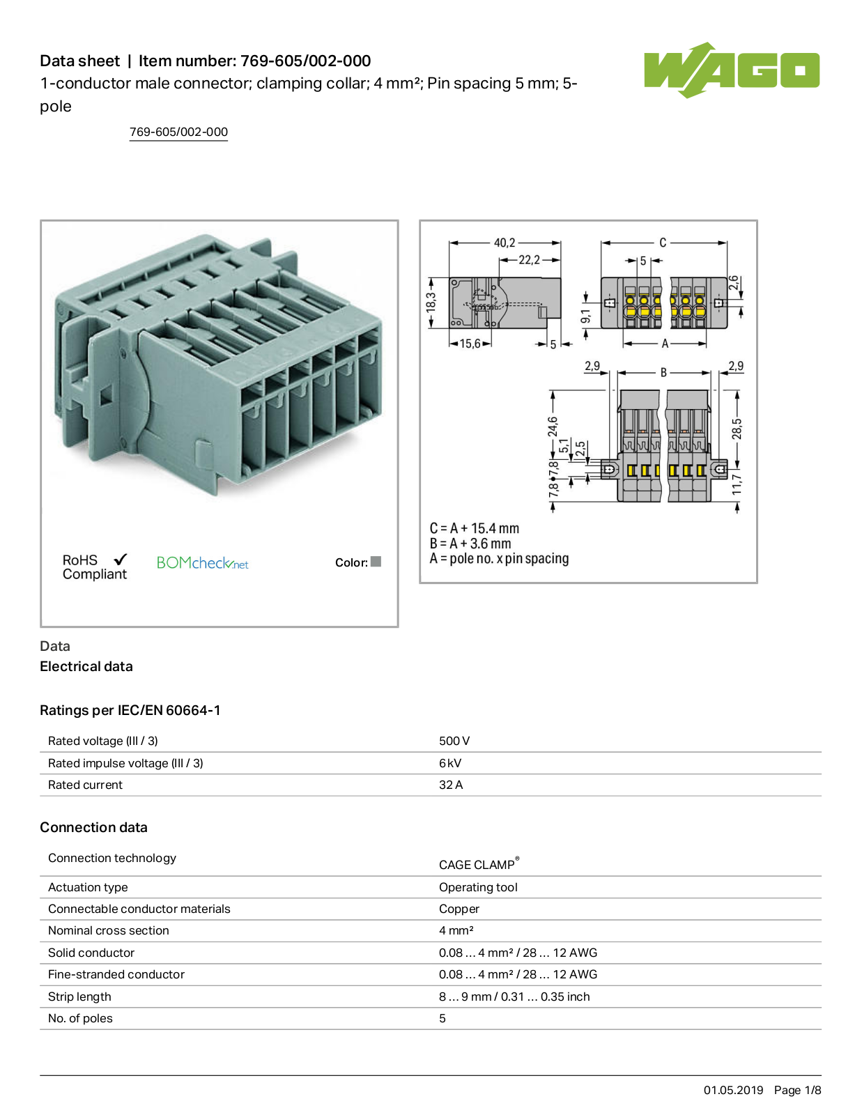 Wago 769-605/002-000 Data Sheet