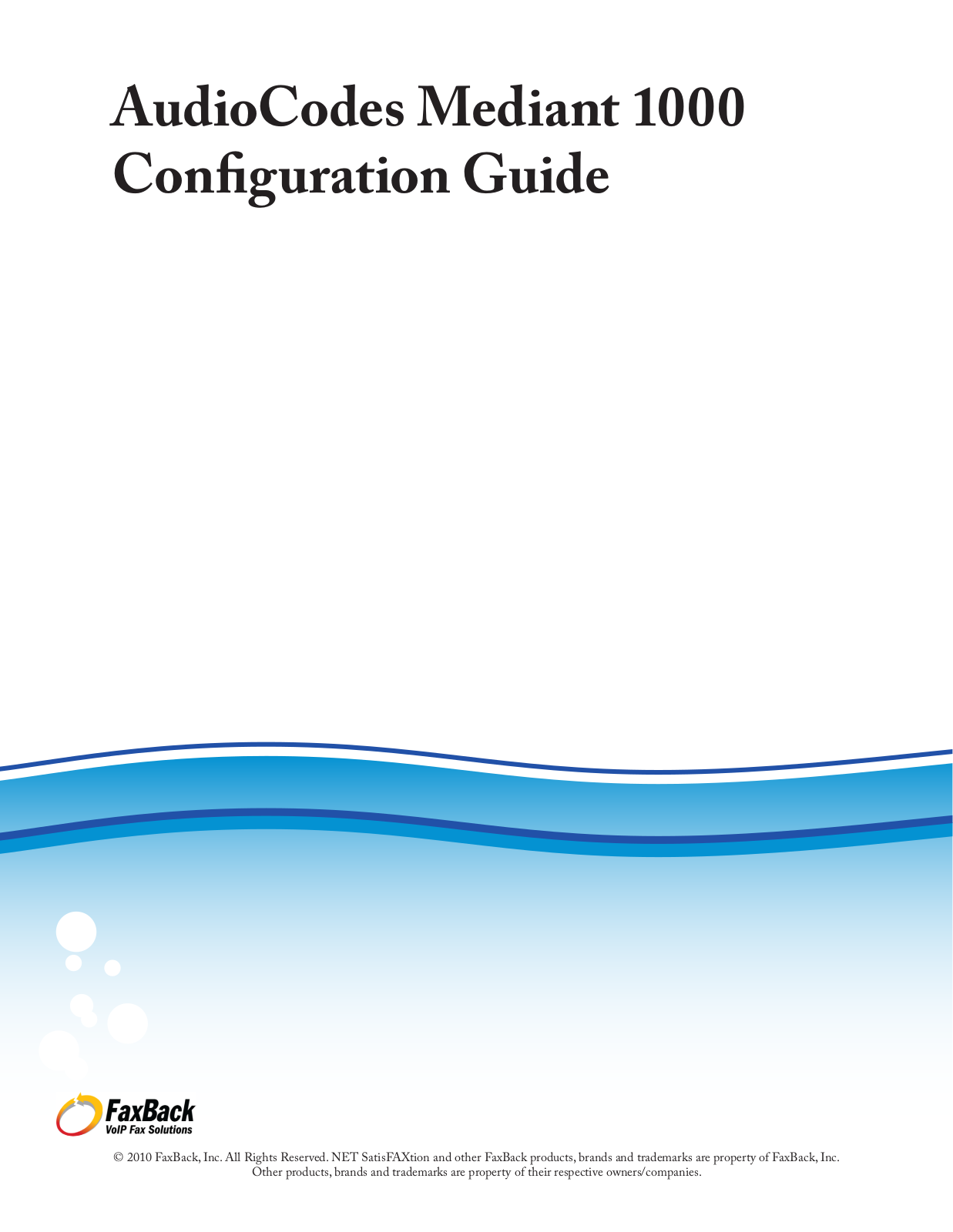 FaxBack AudioCodes Mediant 1000 Configuration Guide