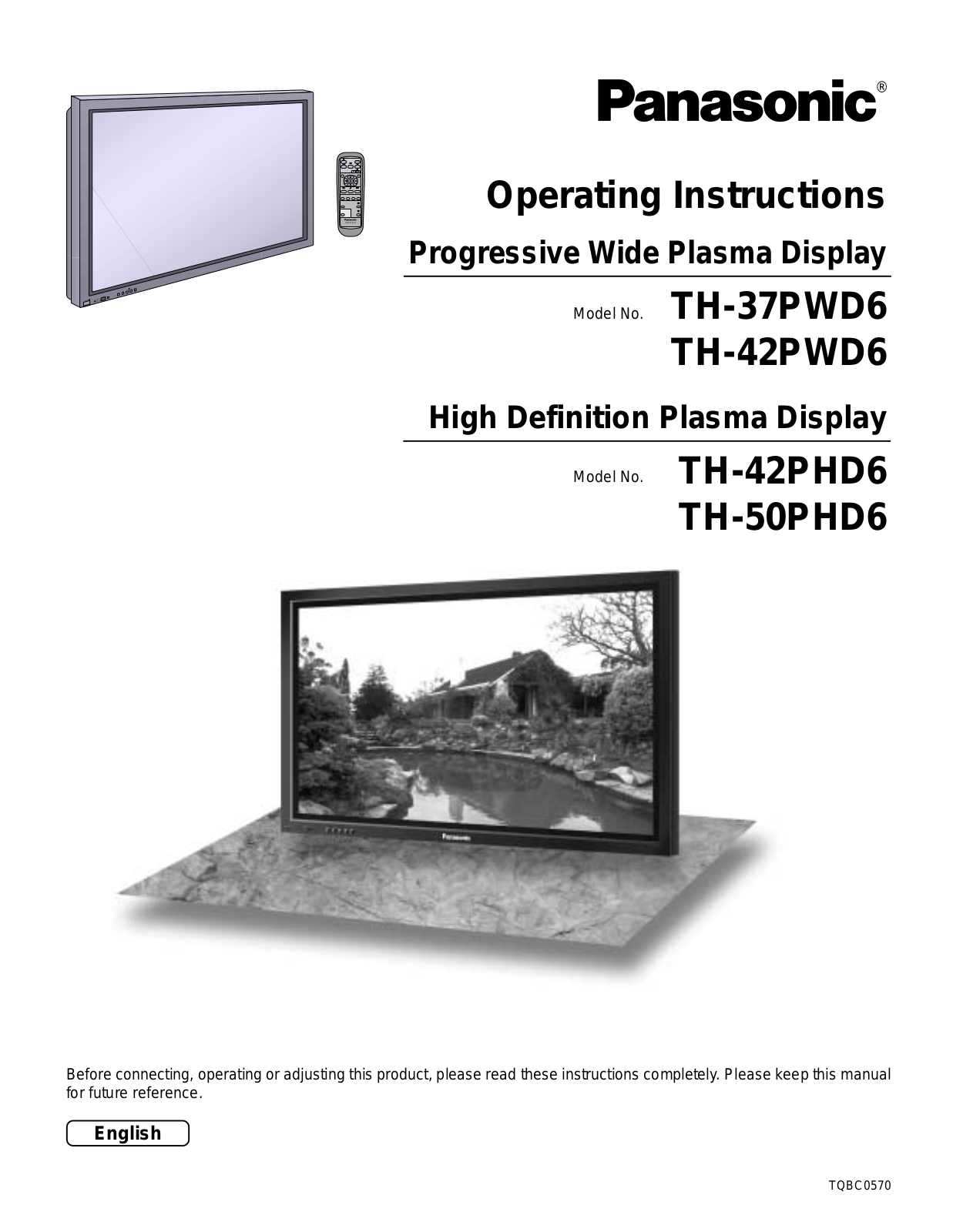 Panasonic TH-42PHD6, TH-42PWD6, TH-37PWD6, TH-50PHD6 User Manual