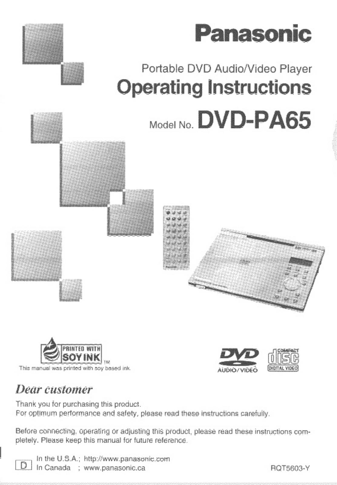 Panasonic DVD-PA65 User Manual
