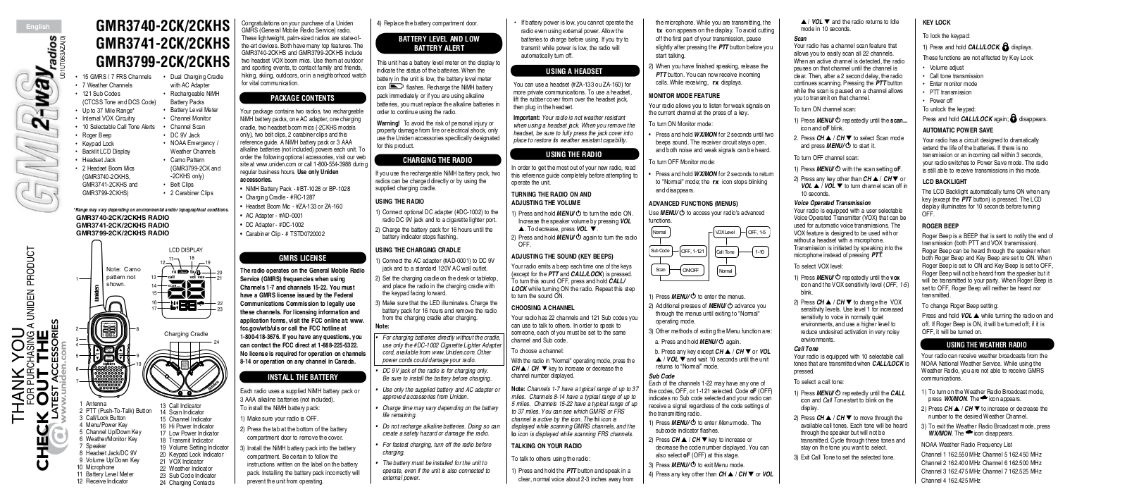 Uniden GMR3799-2CK User Manual