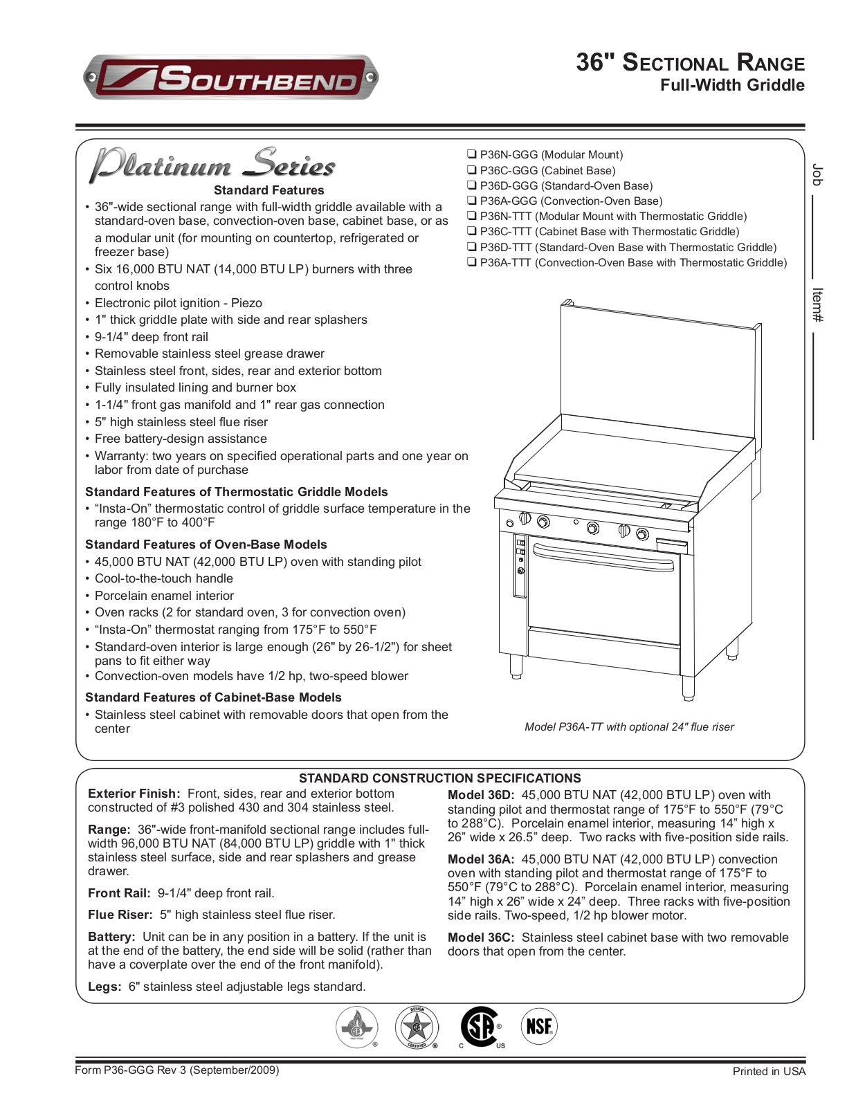 Southbend P36N-GGG General Manual