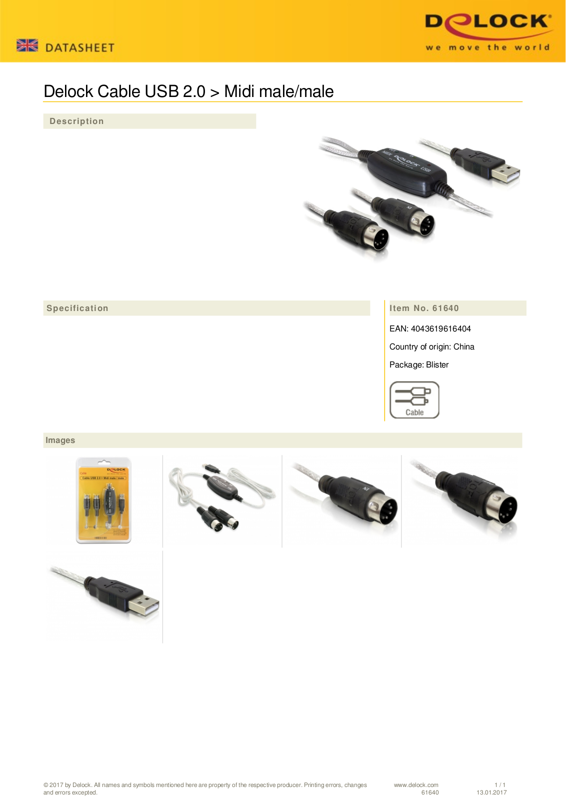 DeLOCK USB 2.0-Midi User Manual