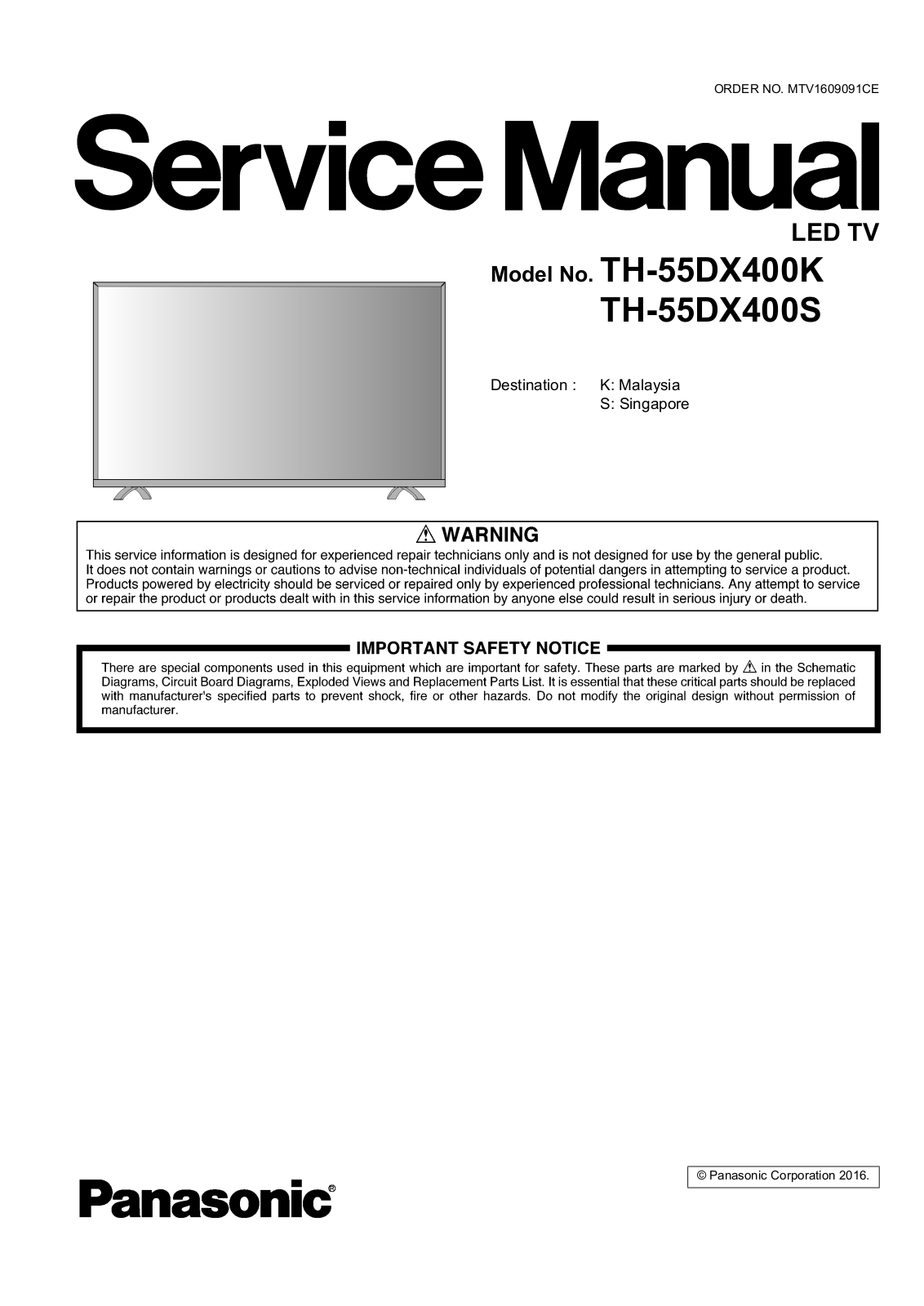 Panasonic TH-55DX400K Schematic