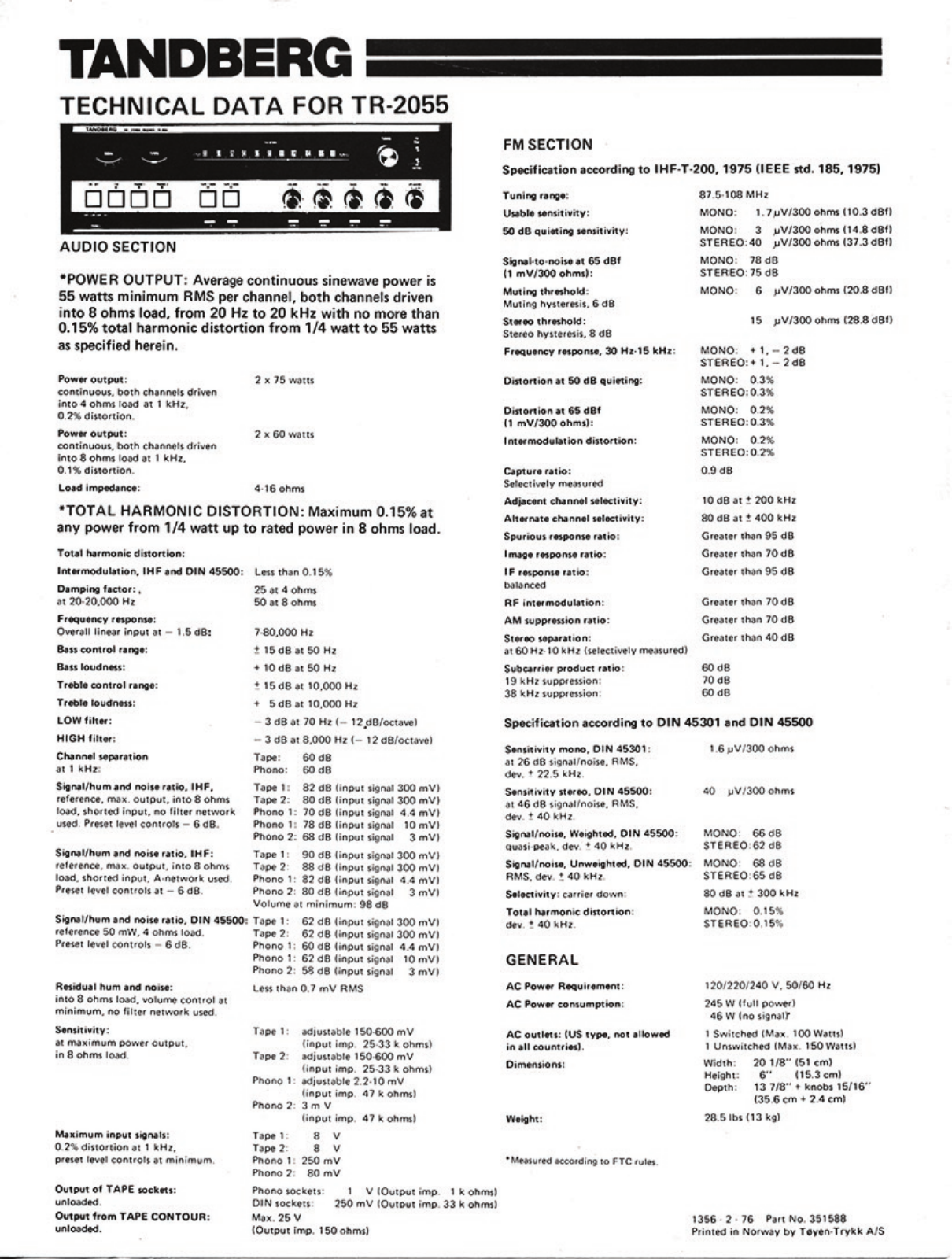 Tandberg TR-2055 Brochure