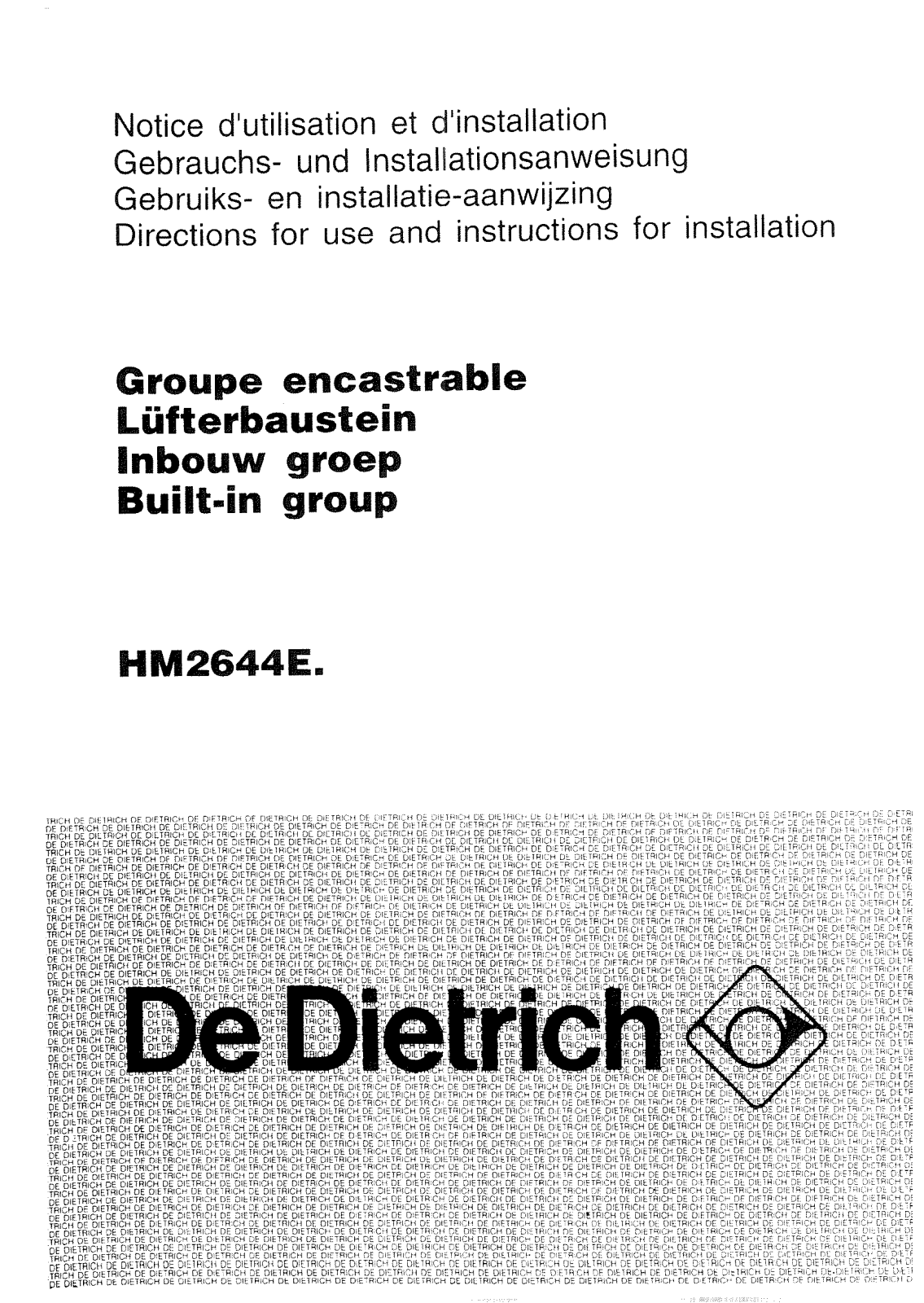 De dietrich HM2644E1 User Manual