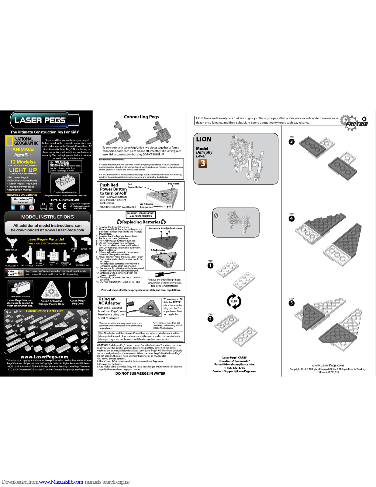 Laser Pegs Lion Assembly Manual