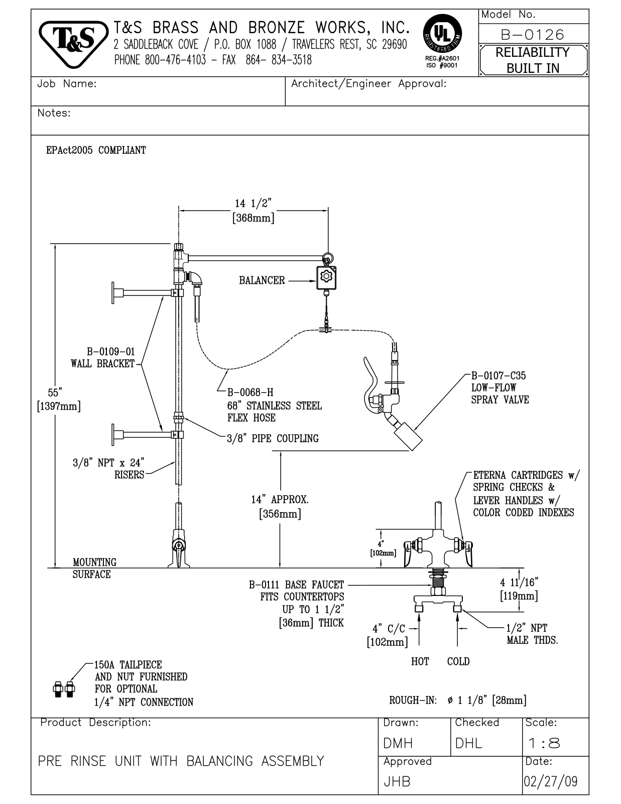 T&S Brass B-0126 User Manual