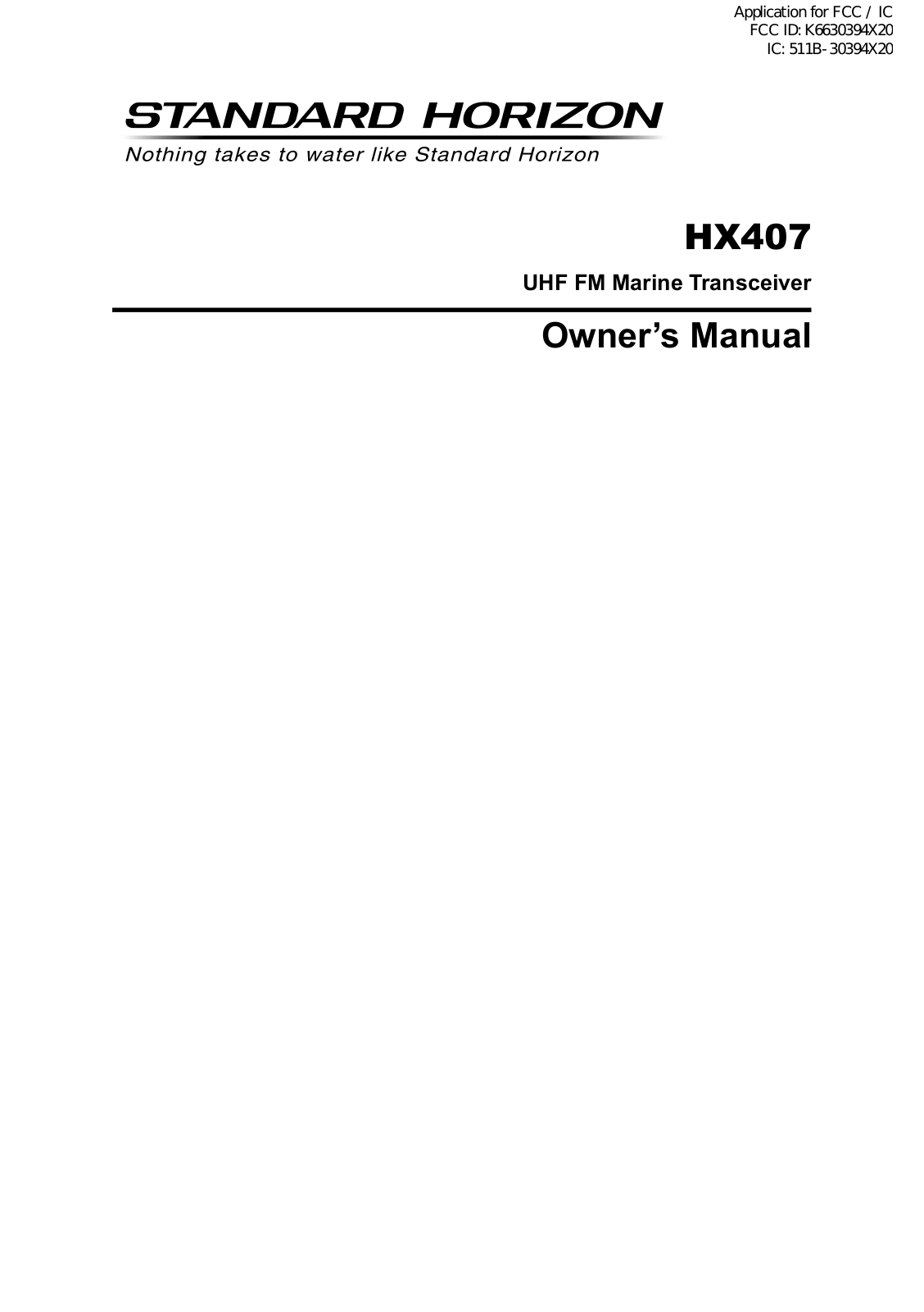 Yaesu Musen 30394X20 User Manual