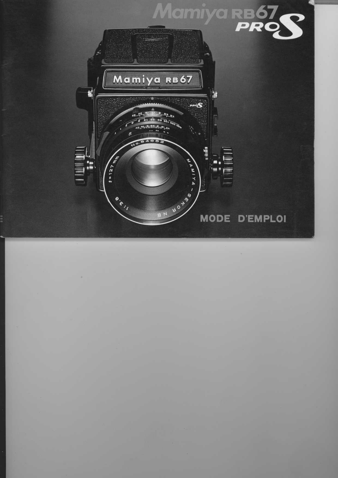 MAMIYA RB67 Pro S Instruction Manual