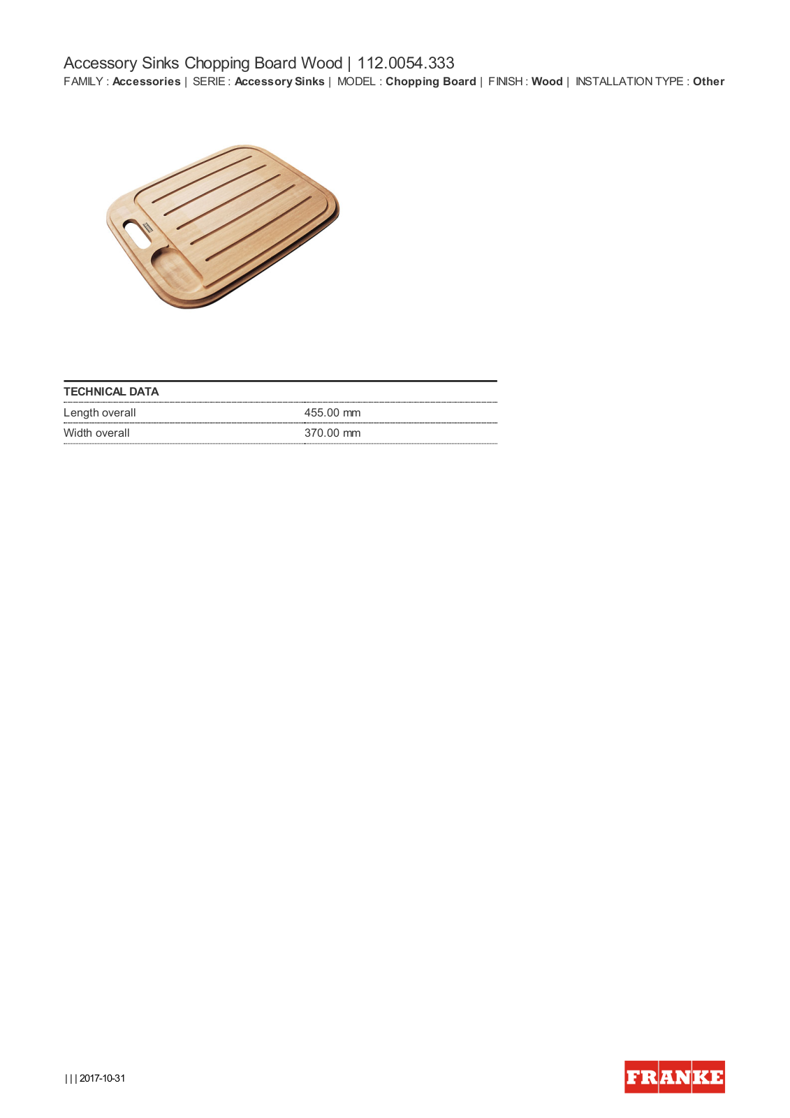 Franke CB333 Datasheet