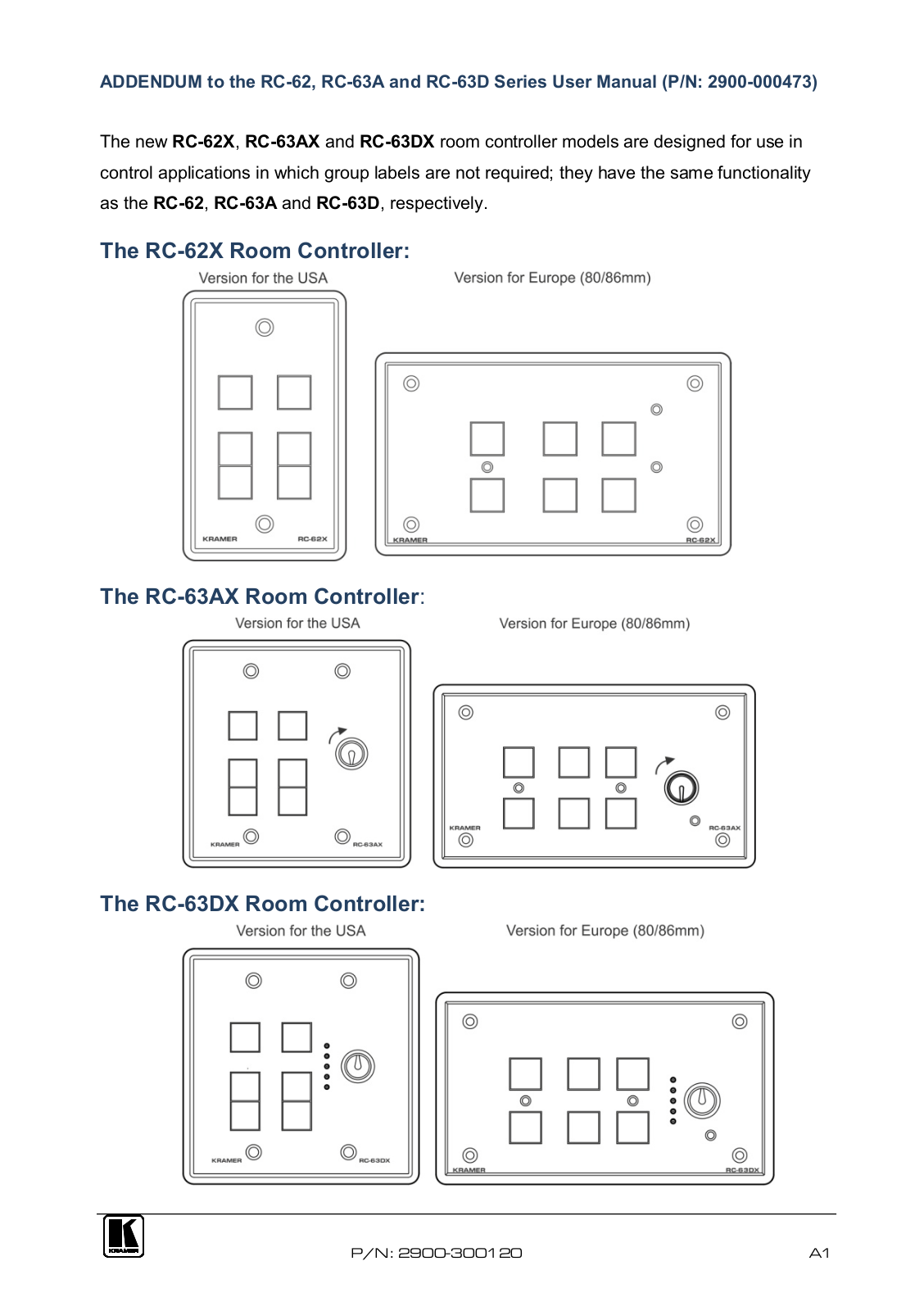 Kramer Electronics RC-63AX User Manual