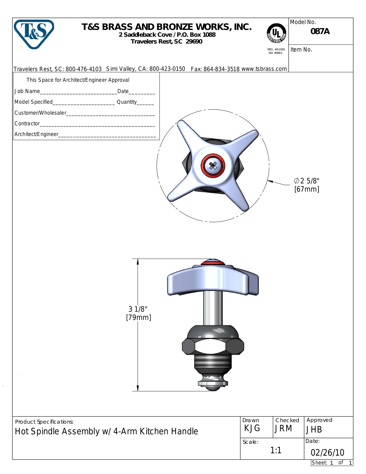 T&S Brass 087A User Manual - ManualMachine.com