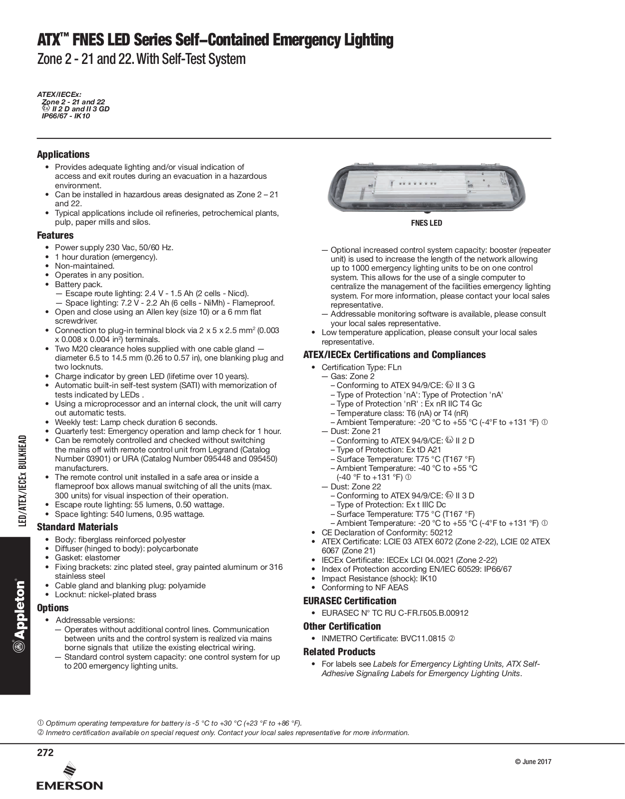 Appleton ATX™ FNES LED Series Self-Contained Emergency Lighting Catalog Page