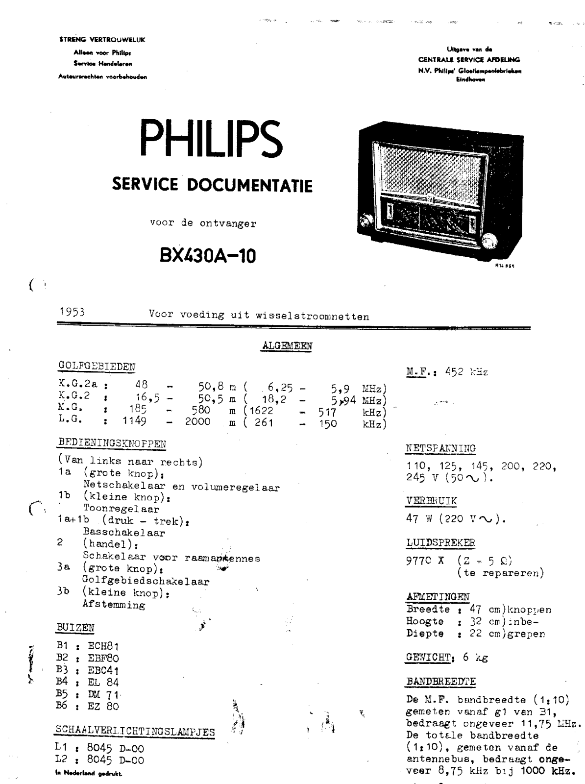Philips BX430A Schematic