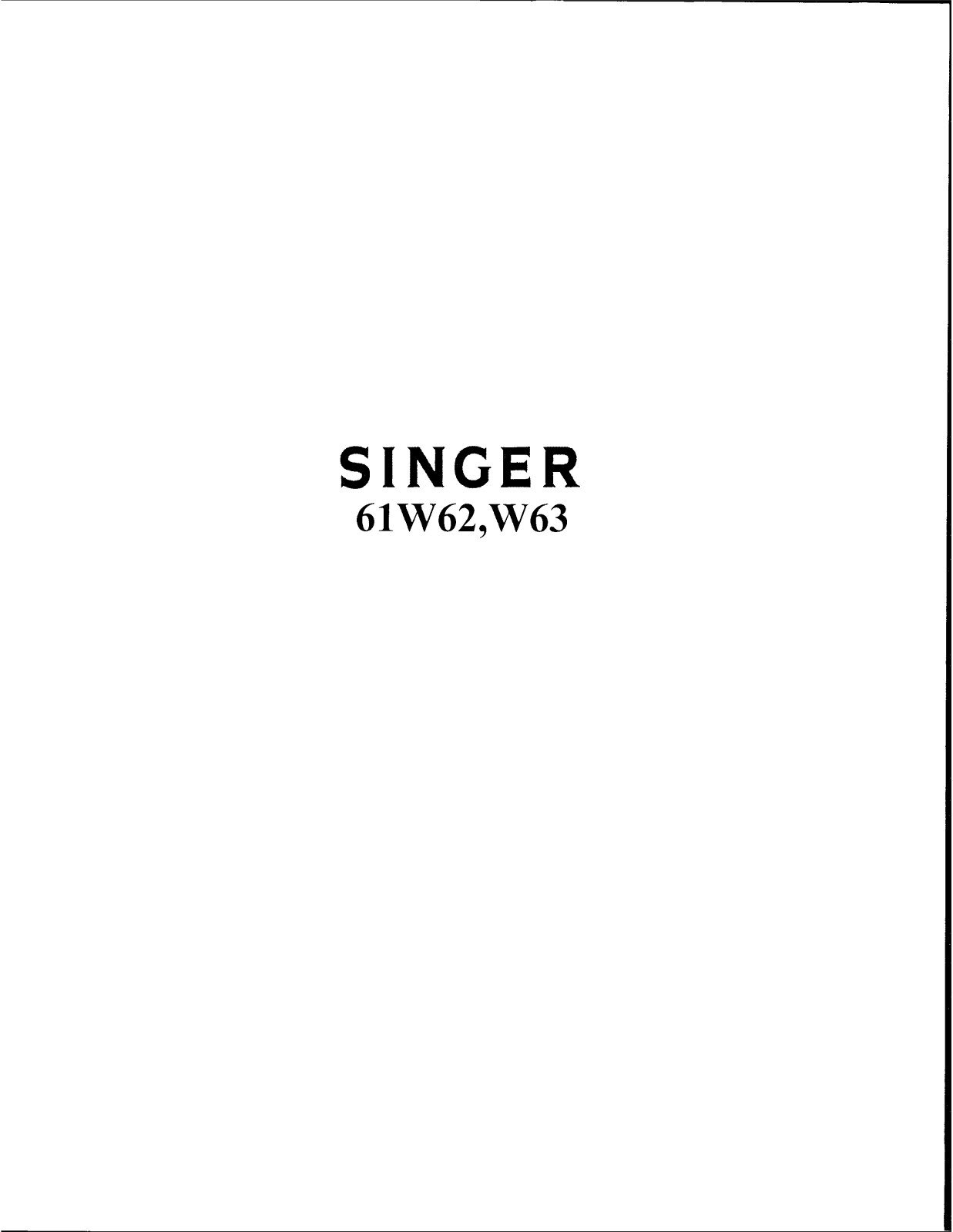 SINGER 61W62, 61W63 Parts List