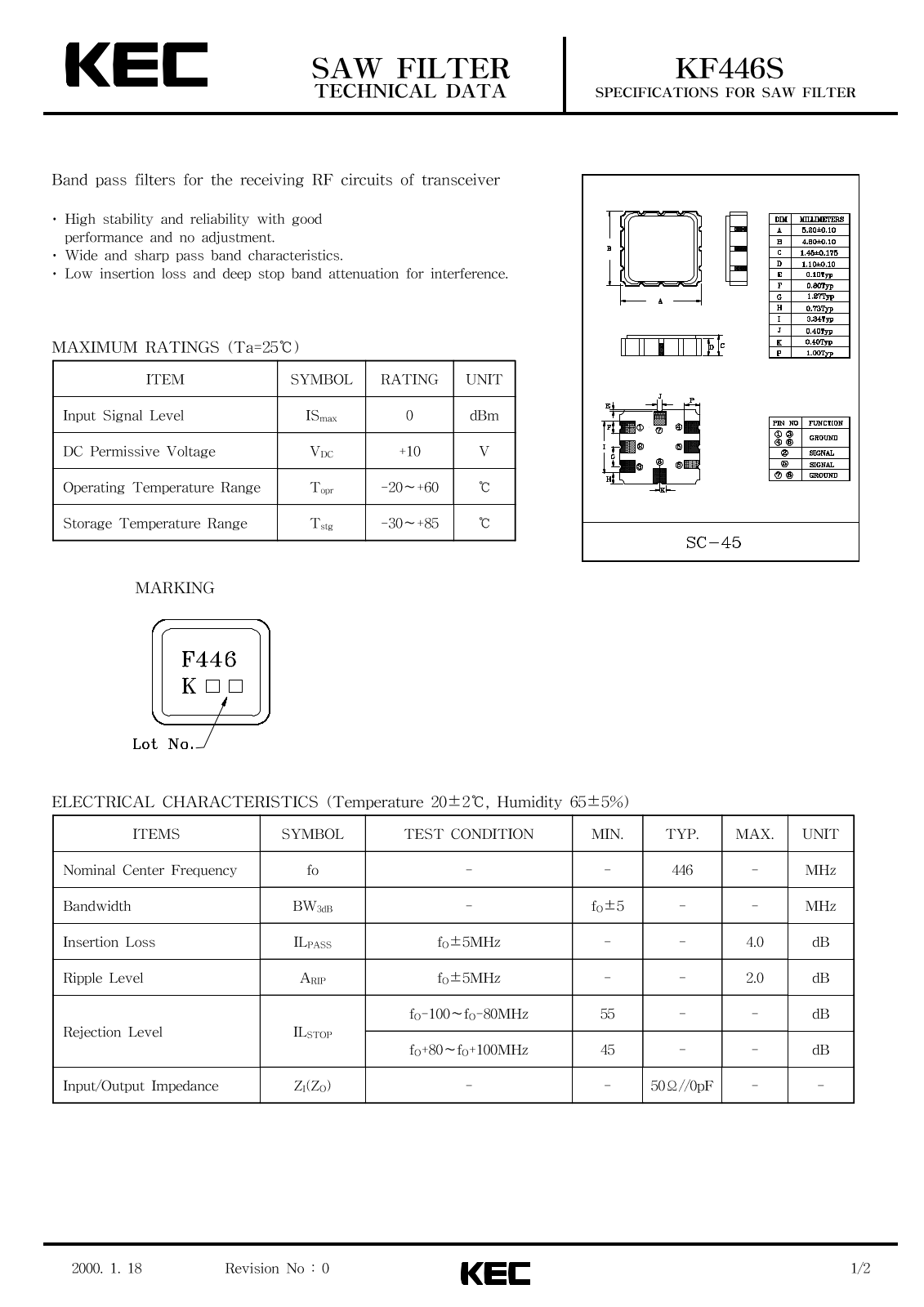 KEC KF446S Datasheet