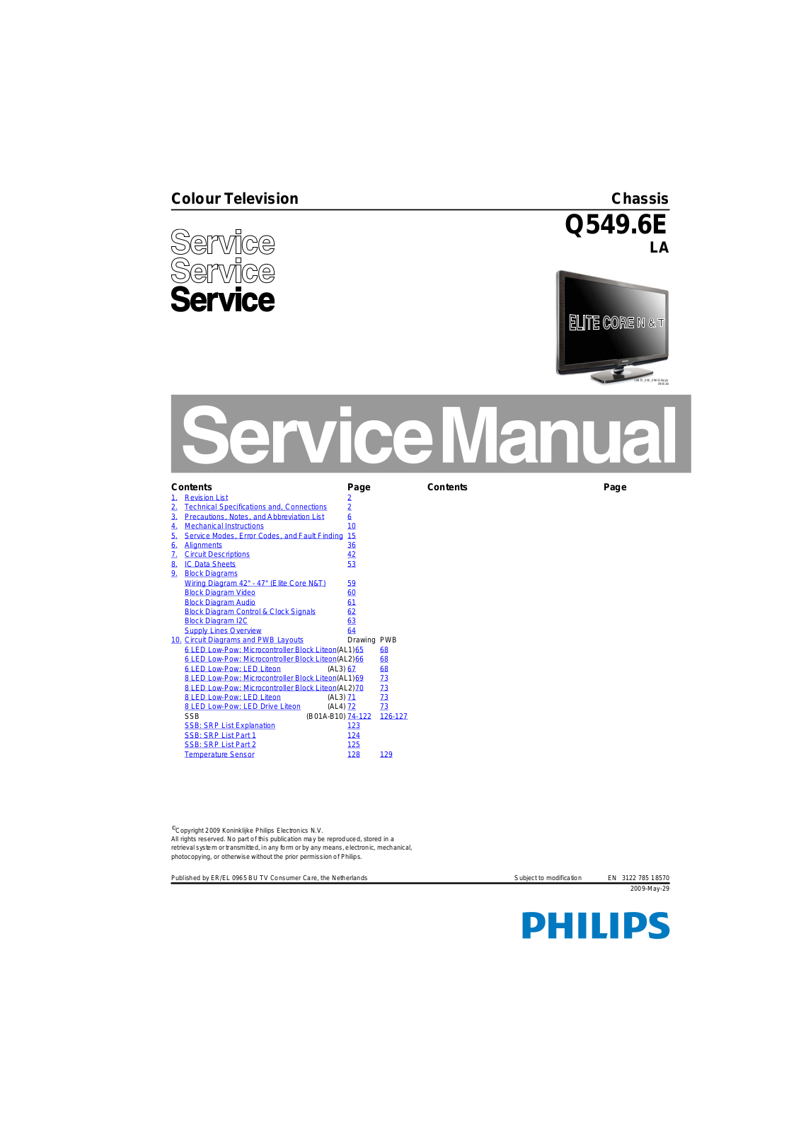 Philips 42PFL9664H, 47PFL9664H Schematic