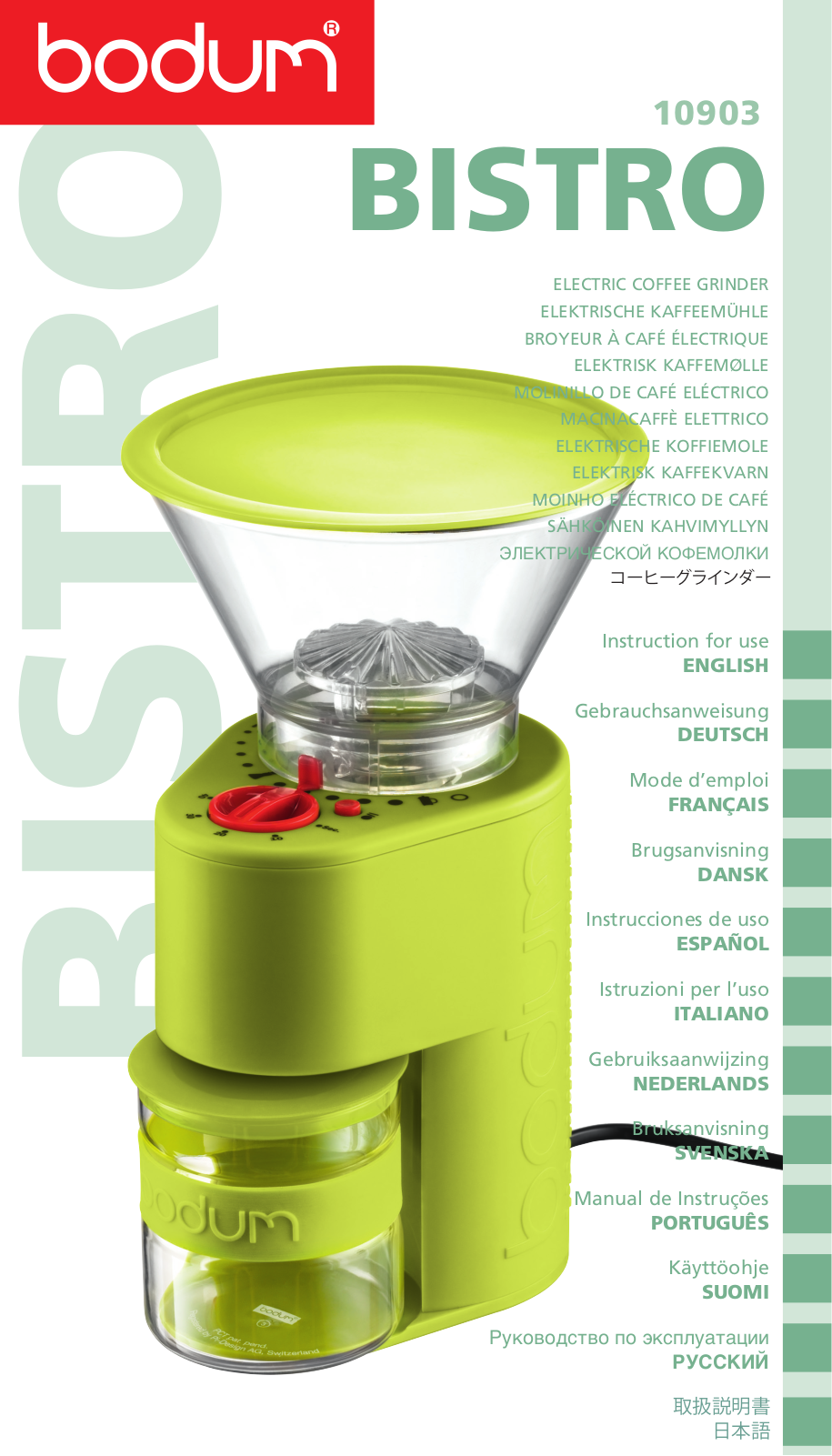 Bodum Bistro Burr User Manual