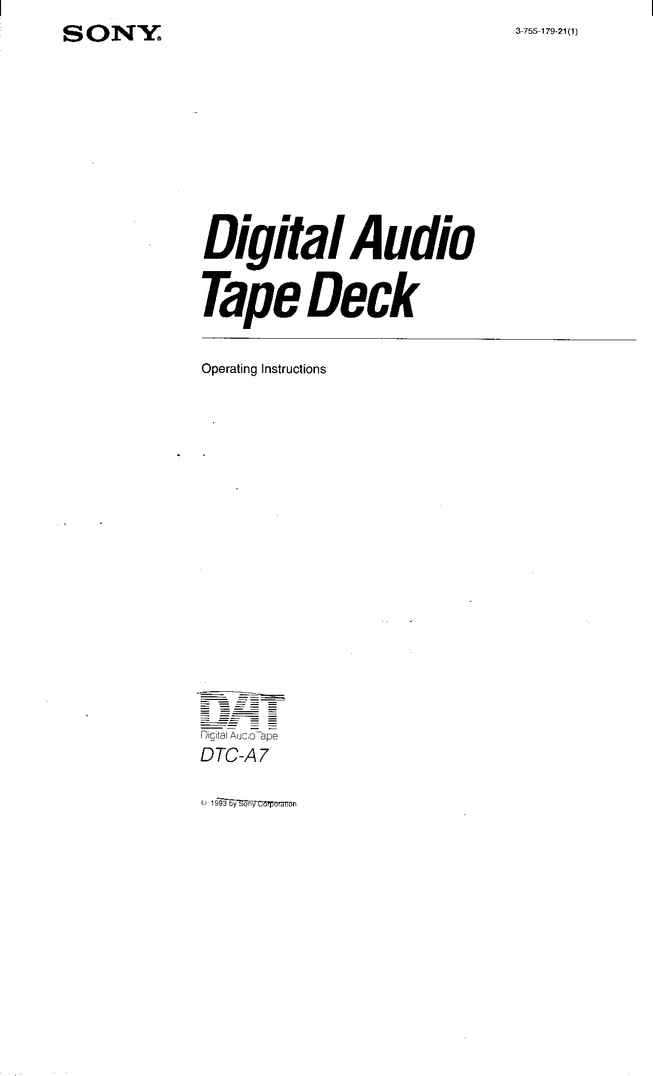 Sony DTC-A7 User Manual