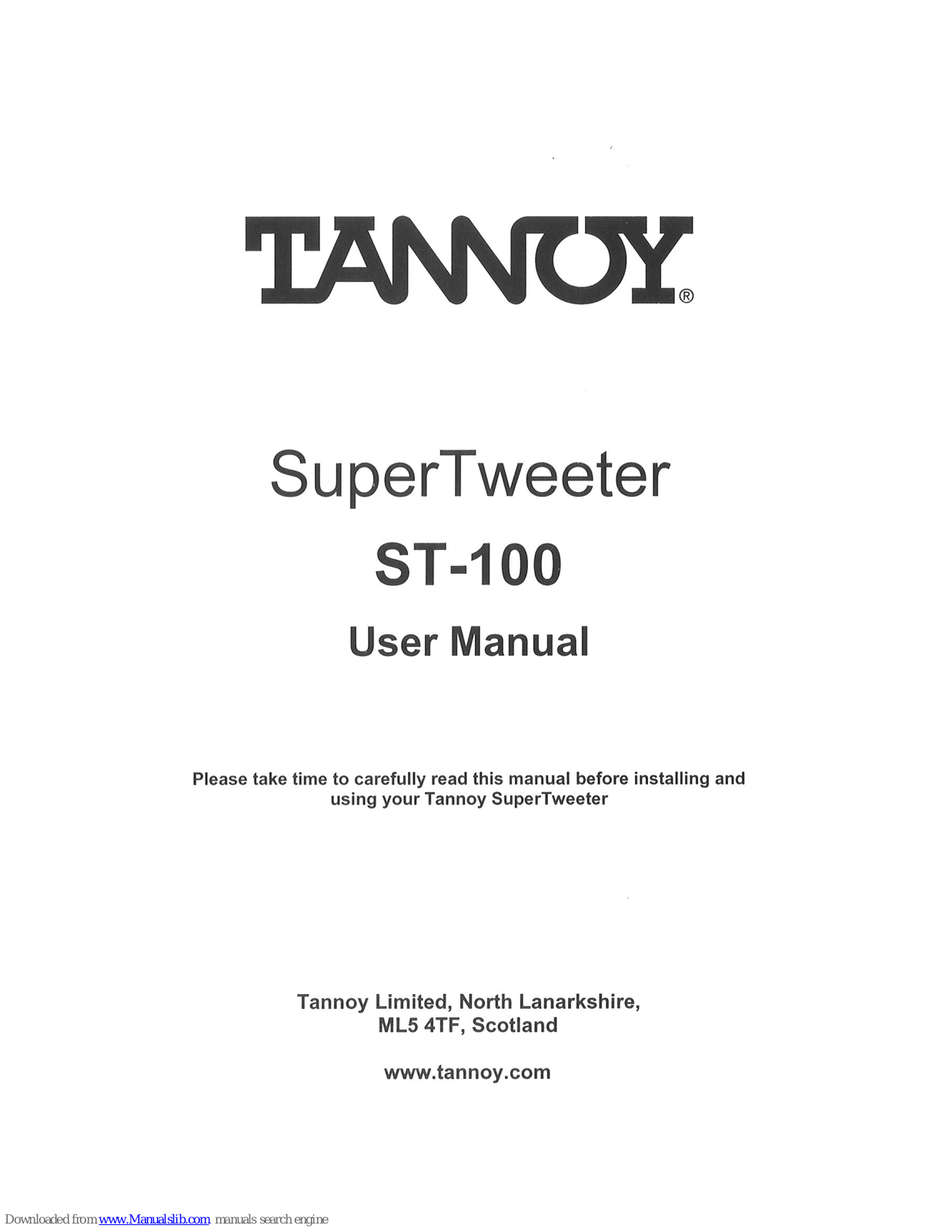 Tannoy SuperTweeter ST-100 User Manual