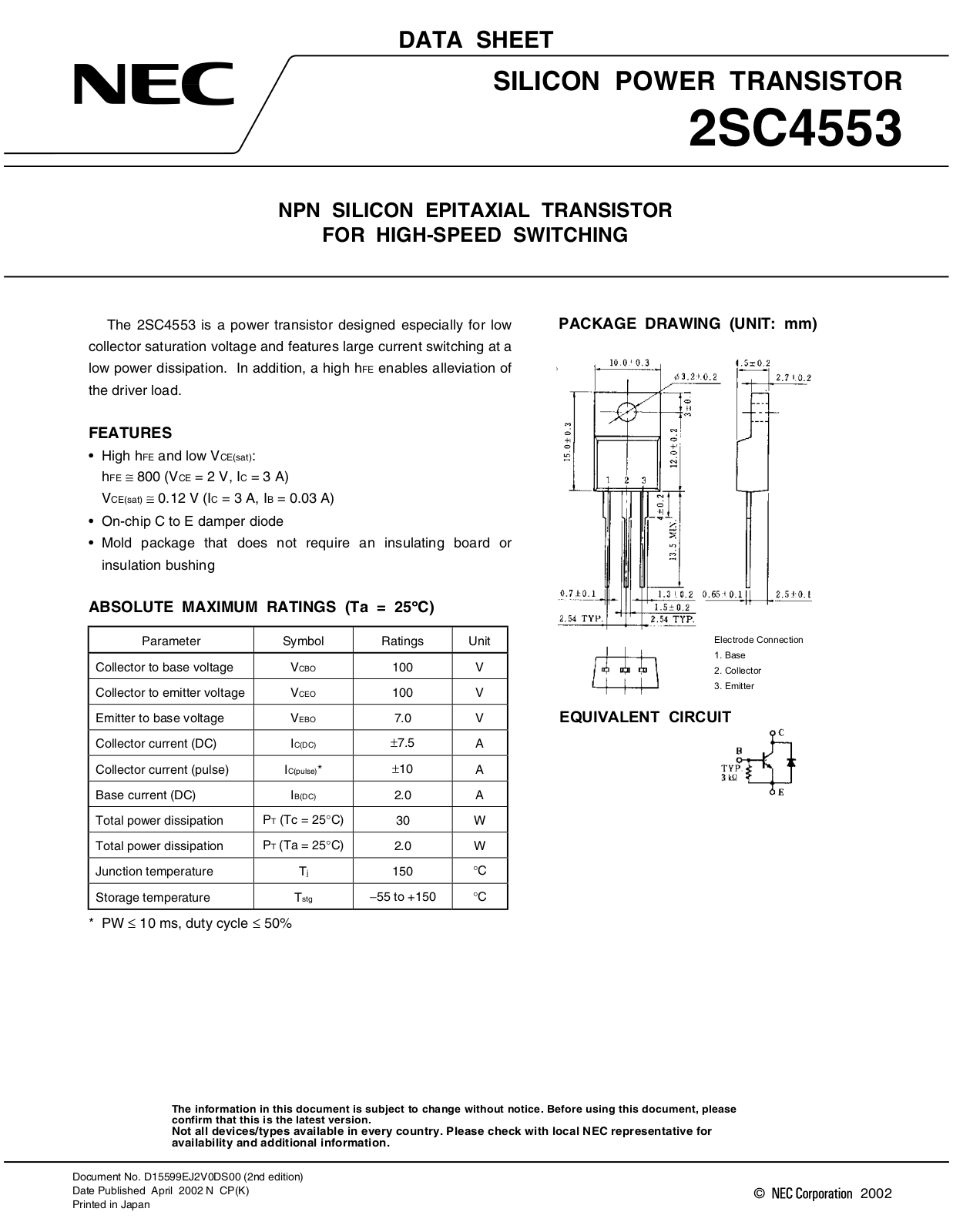 NEC 2sc4553 Datasets - ManualMachine.com