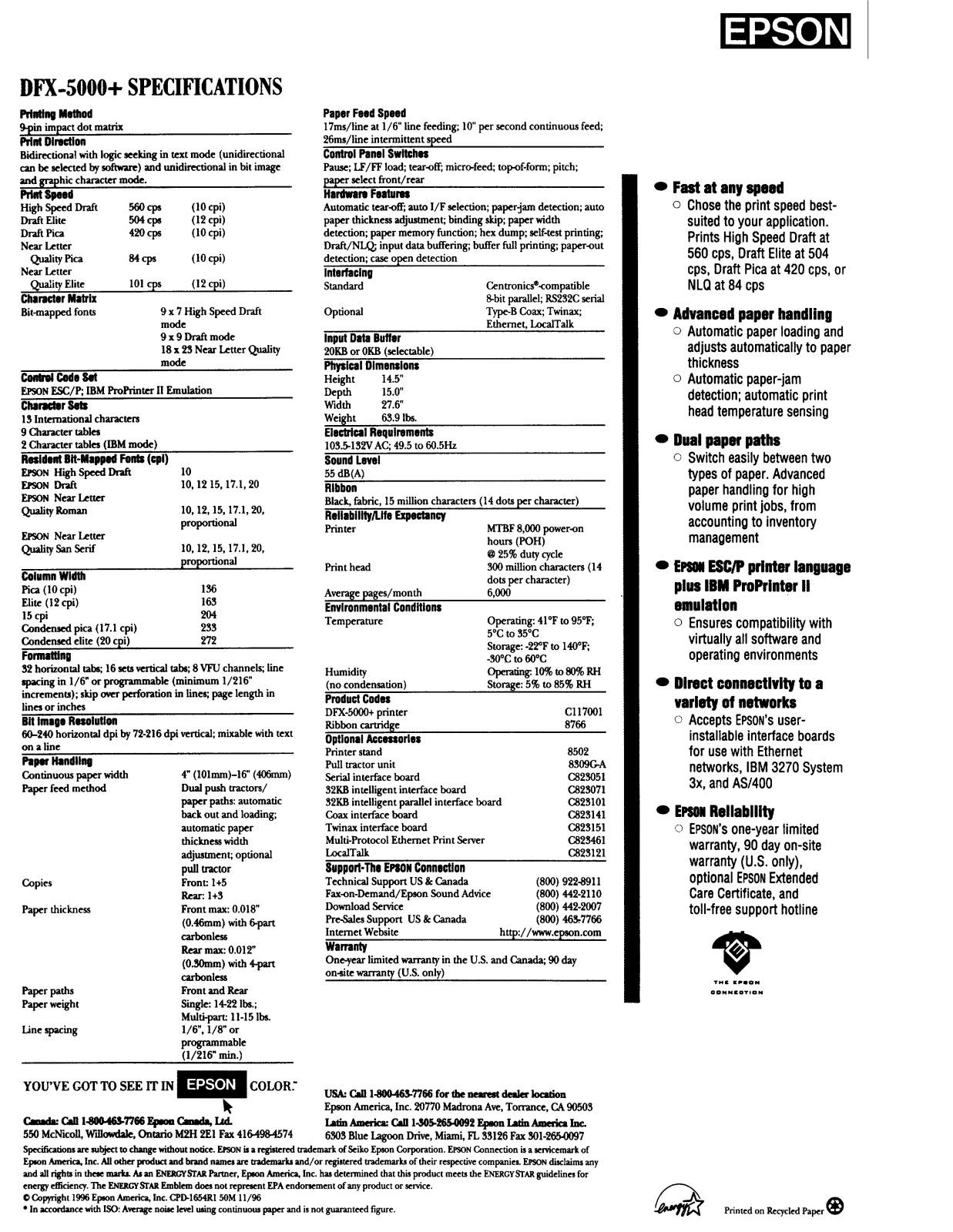 Epson DFX-5000+ Product Brochure