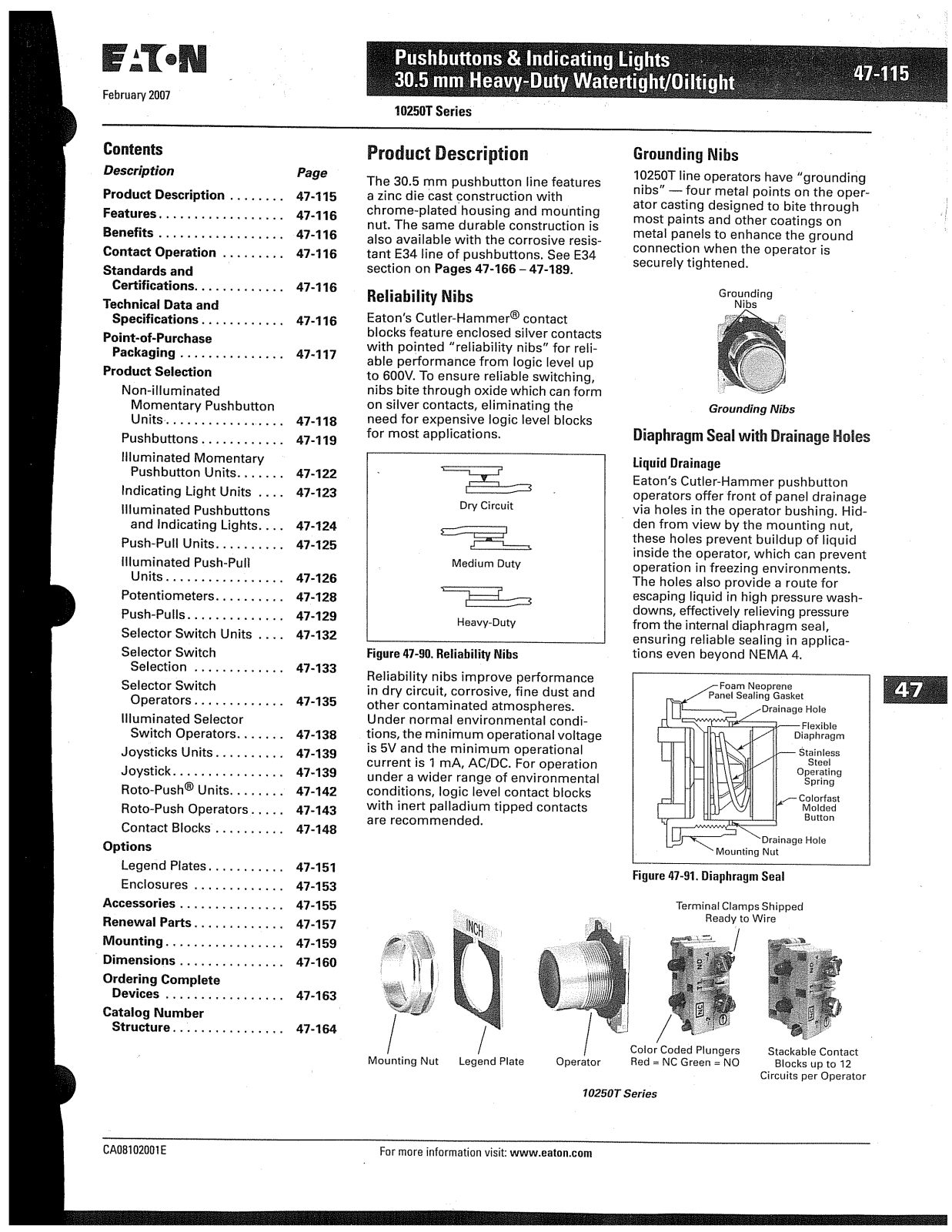 Cutler Hammer, Div of Eaton Corp 10250T Series Data Sheet