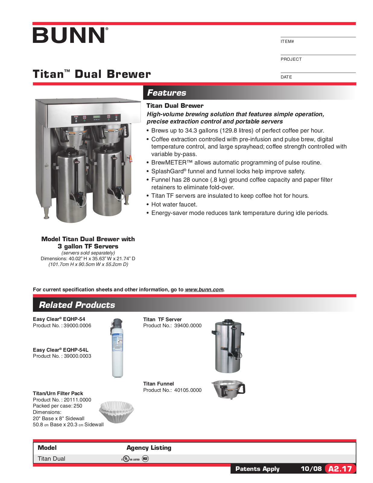 Bunn Titan User Manual