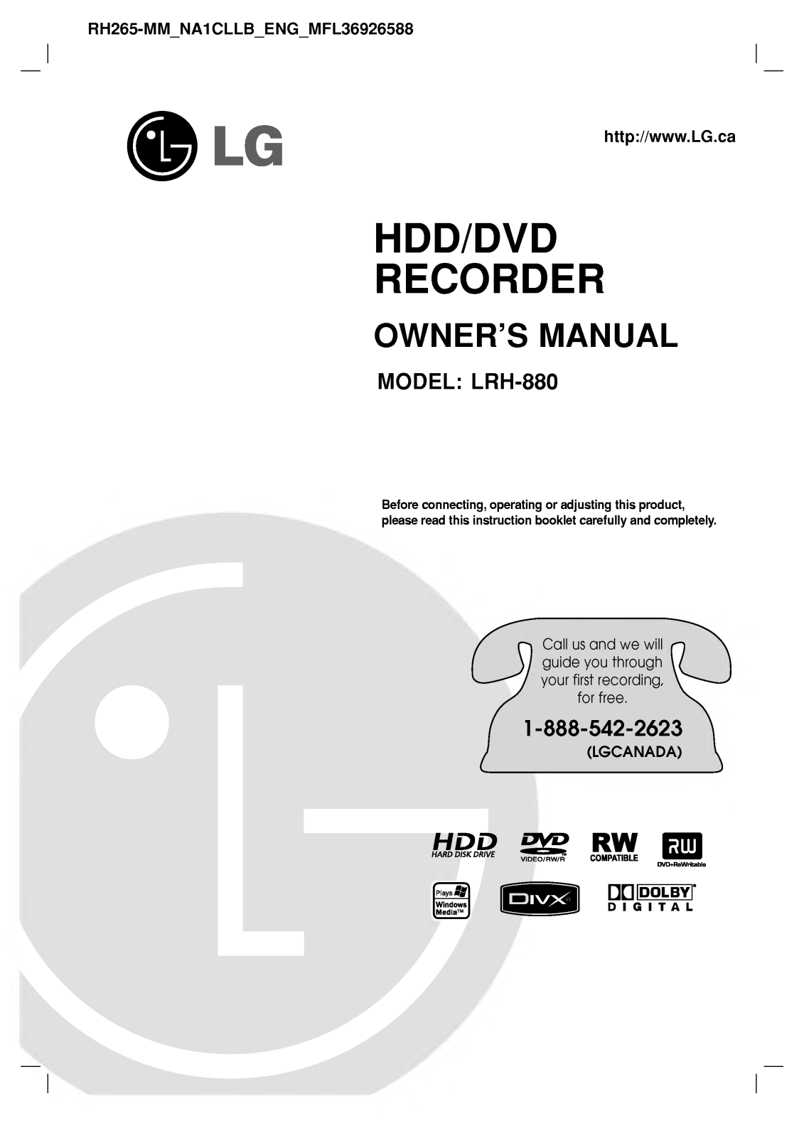 LG LRH-880 User Manual