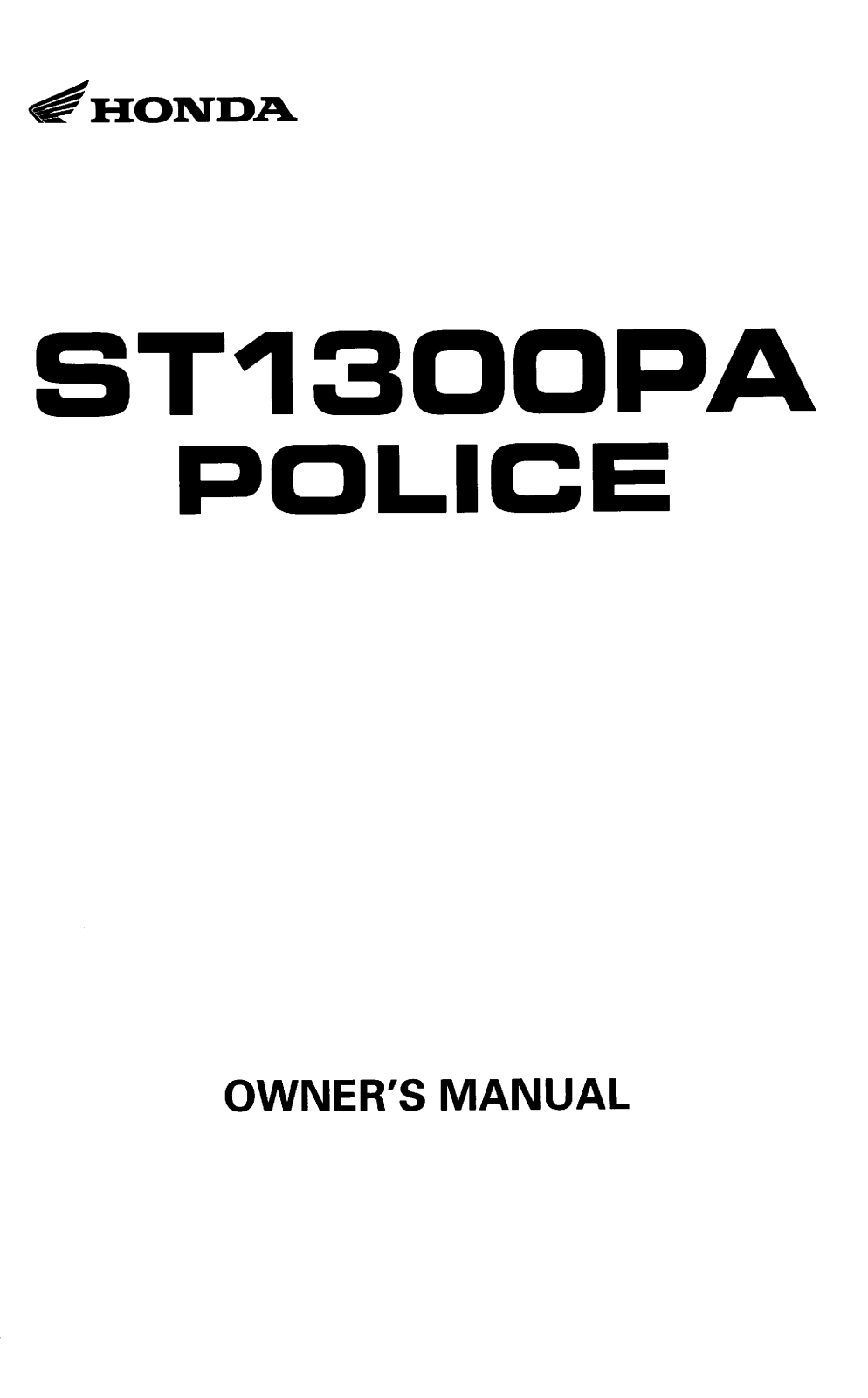 Honda ST1300PA POLICE Owner's Manual