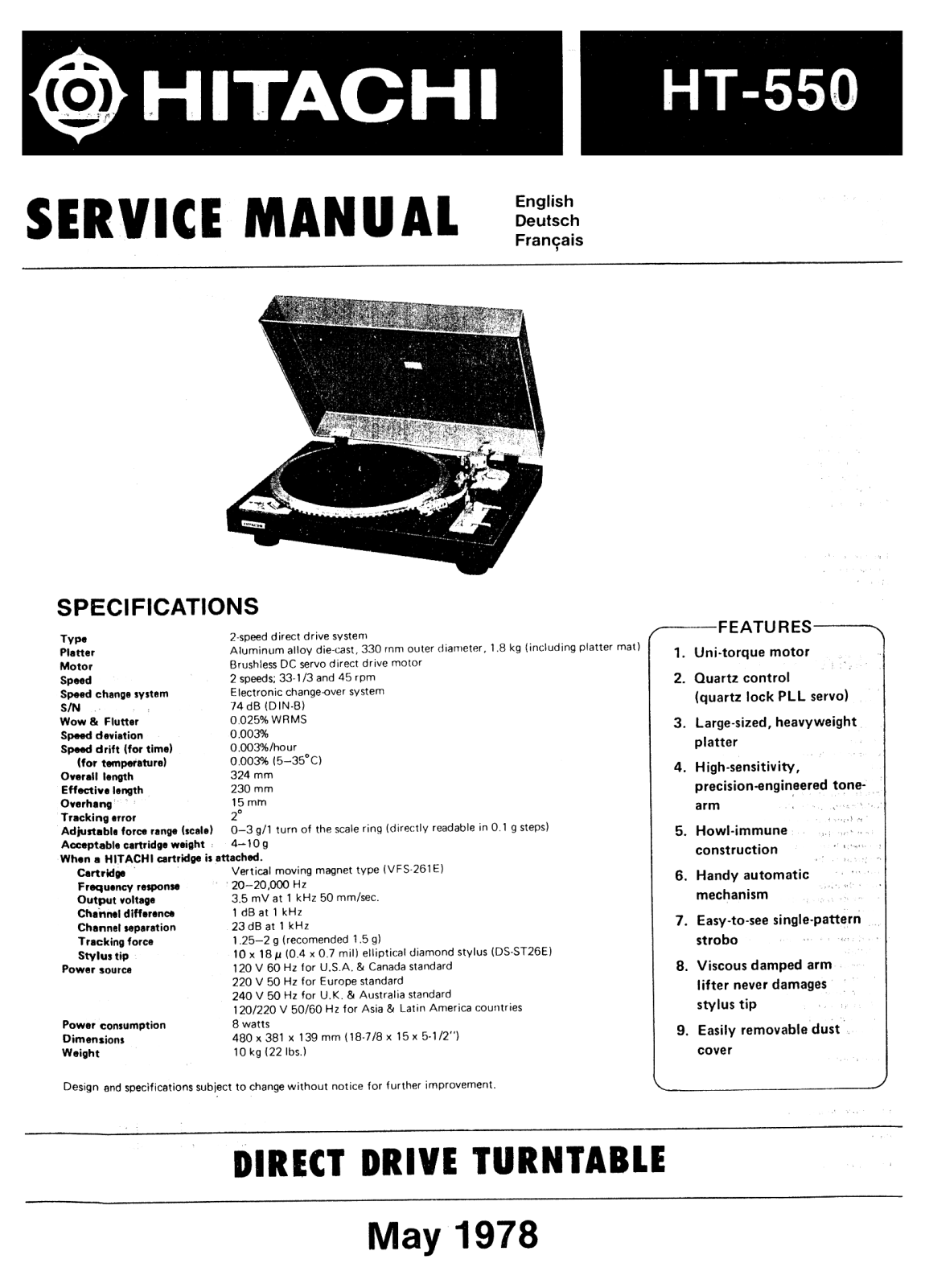 Hitachi HT-550 Service Manual