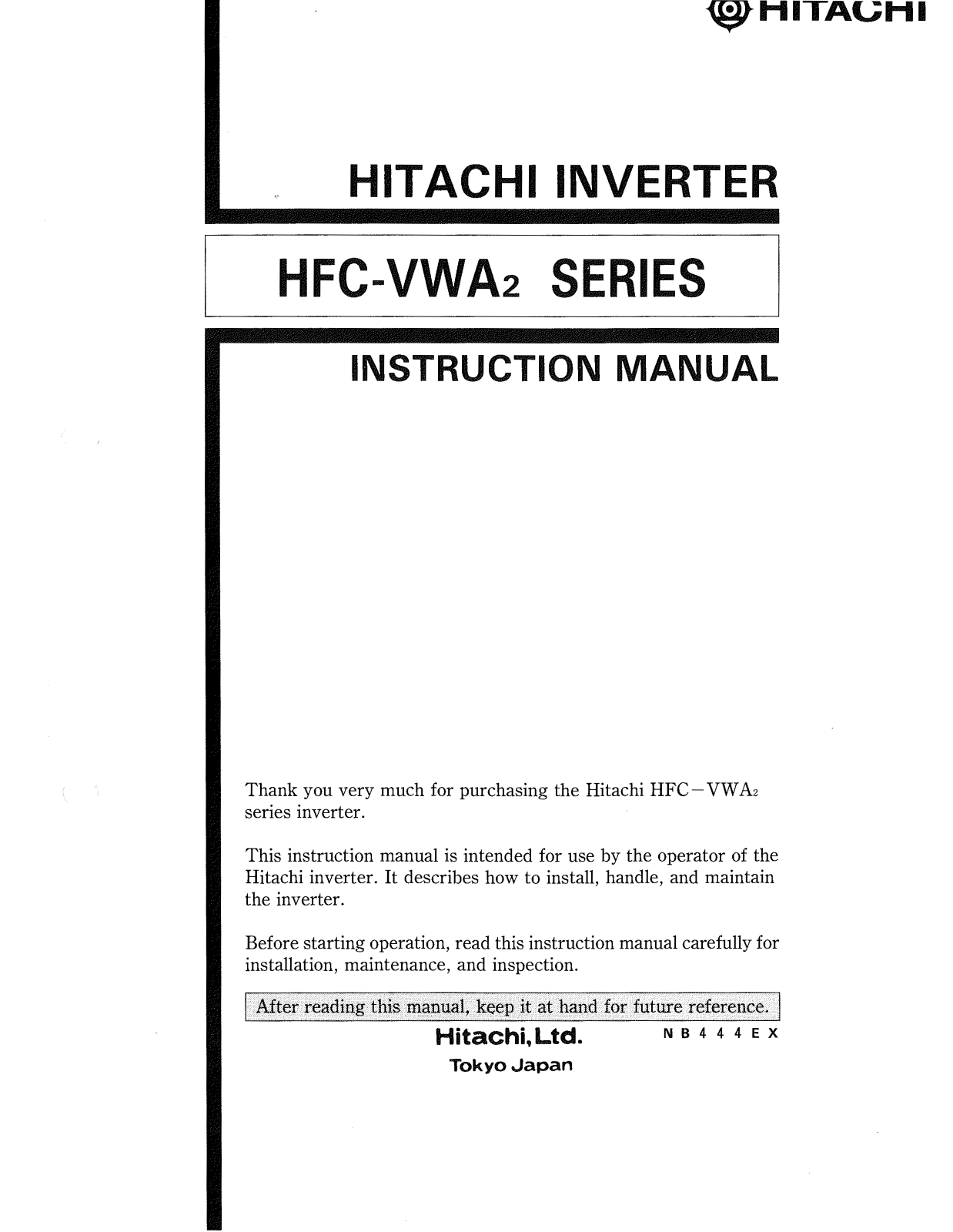 Hitachi HFC-VWA2 User Manual