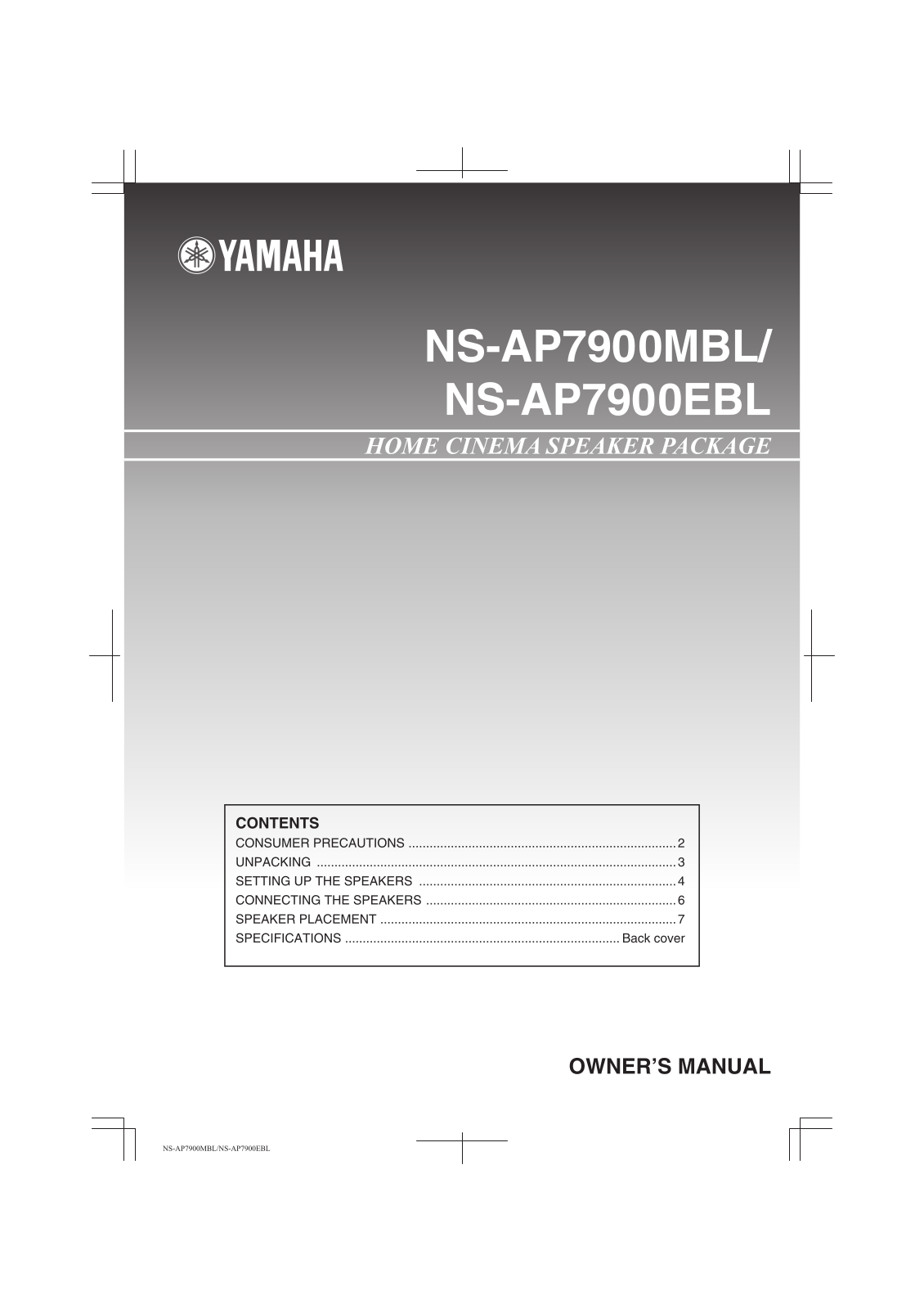 Yamaha NS-AP7900EBL, NS-AP7900MBL Owner's Manual