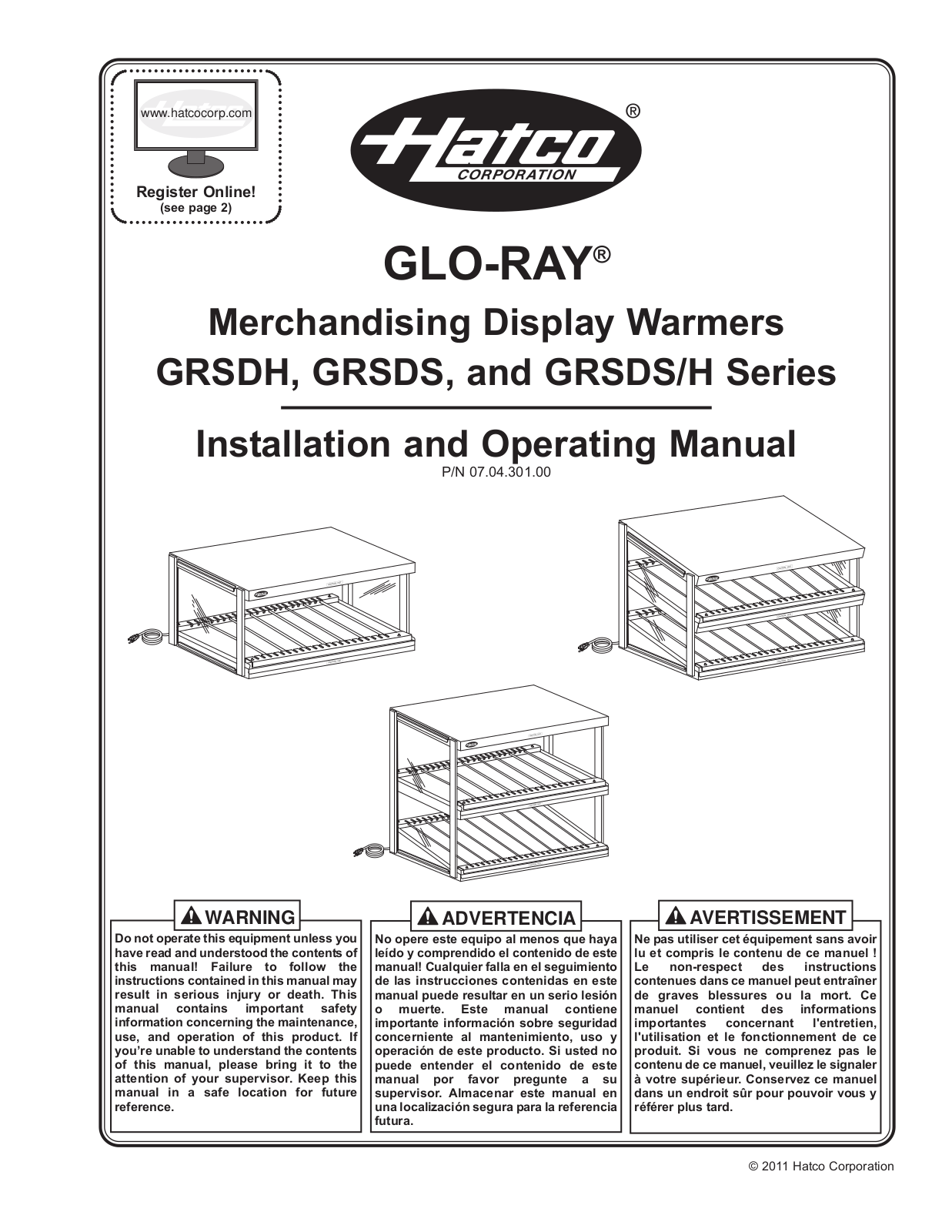 Hatco GRSDH Series, GRSDS Series, GRSDS/H Series Operation Manual