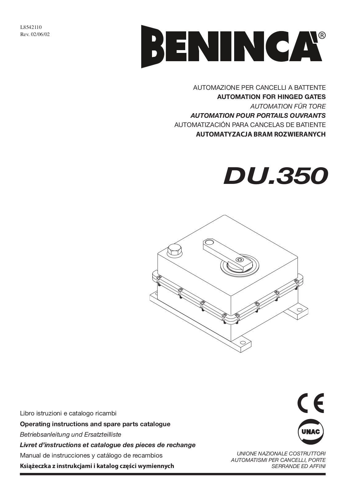 Beninca DU350 User Manual