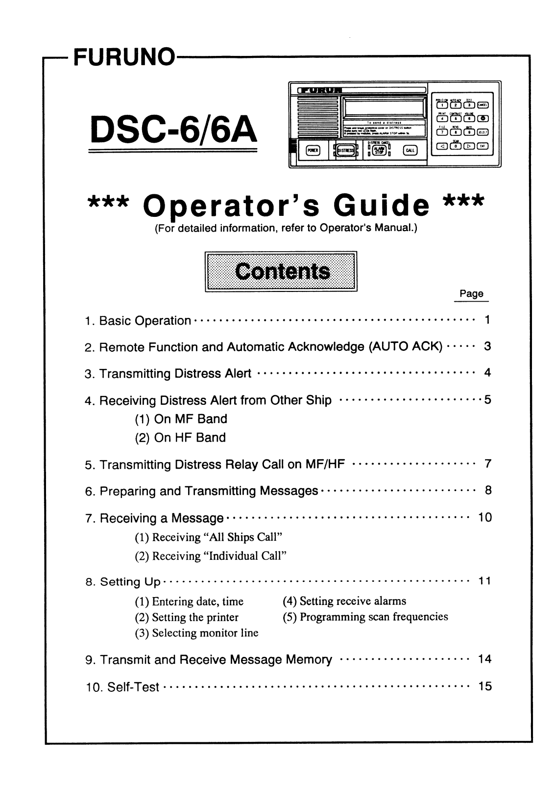 Furuno DSC-6, DSC-6A Operators Guide