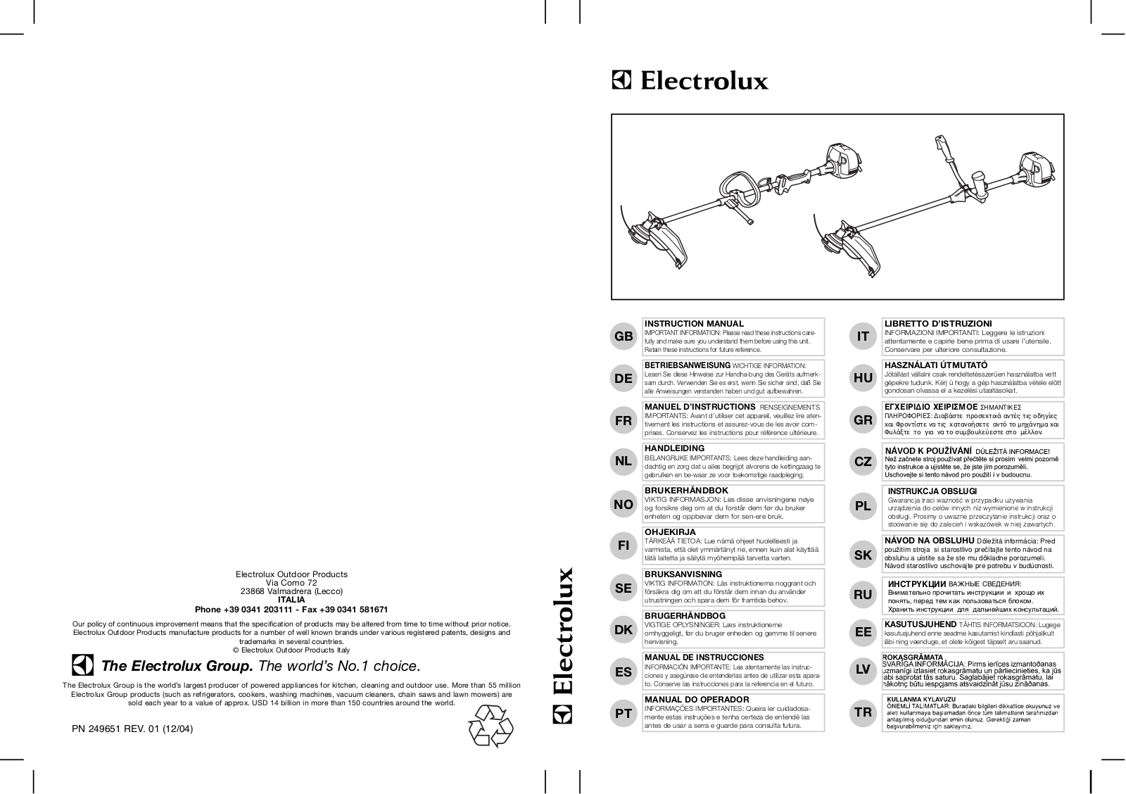 Electrolux B 422X, B 392B, B 342, B 422X TNG, B 472X Manual