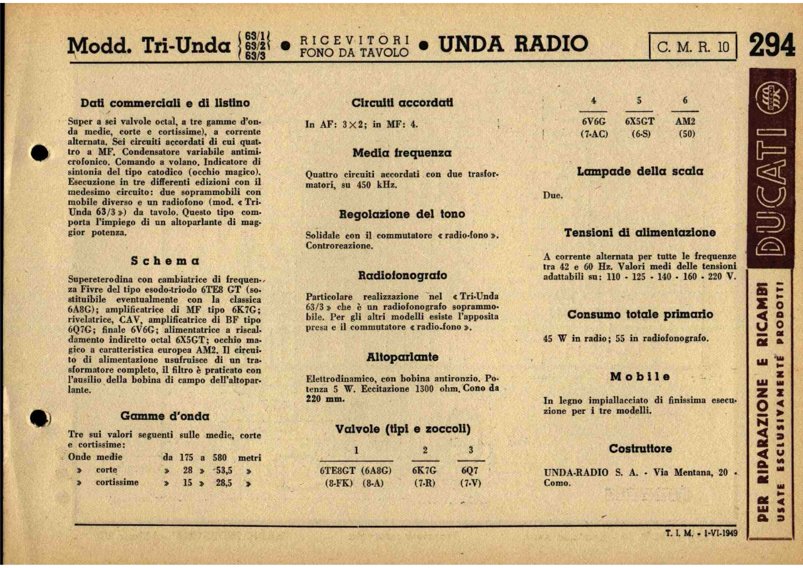 Unda Radio 63 1, 63 2, 63 3 schematic