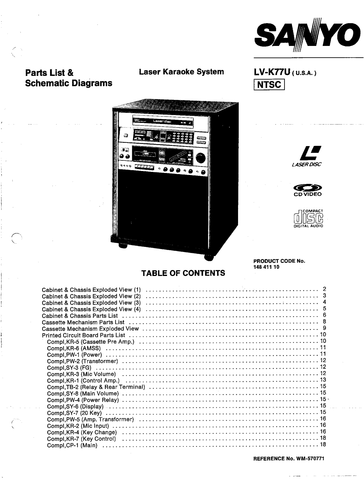 Sanyo LVK-77-U Service manual