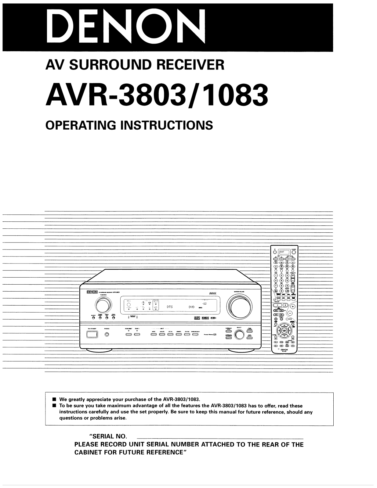 Denon AVR-3803, AVR-1083 User Manual