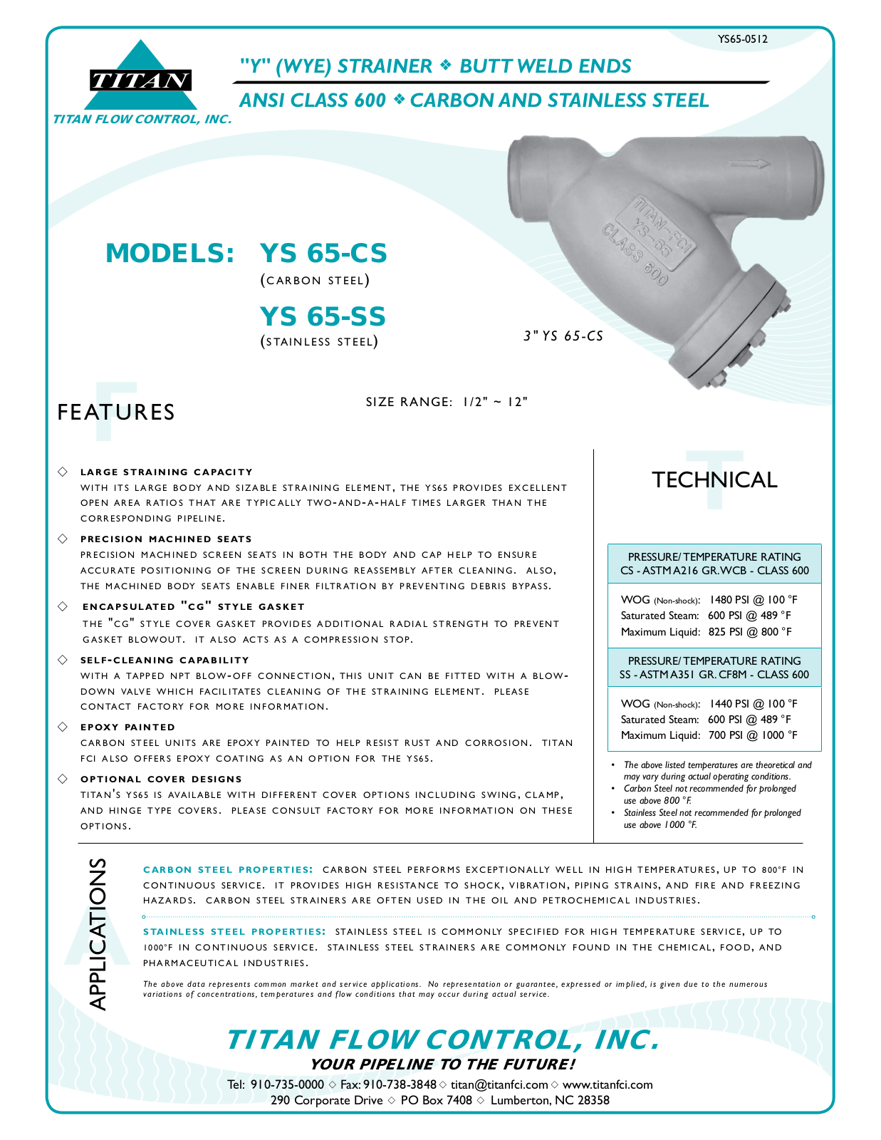 Control Products YS65-CS User Manual